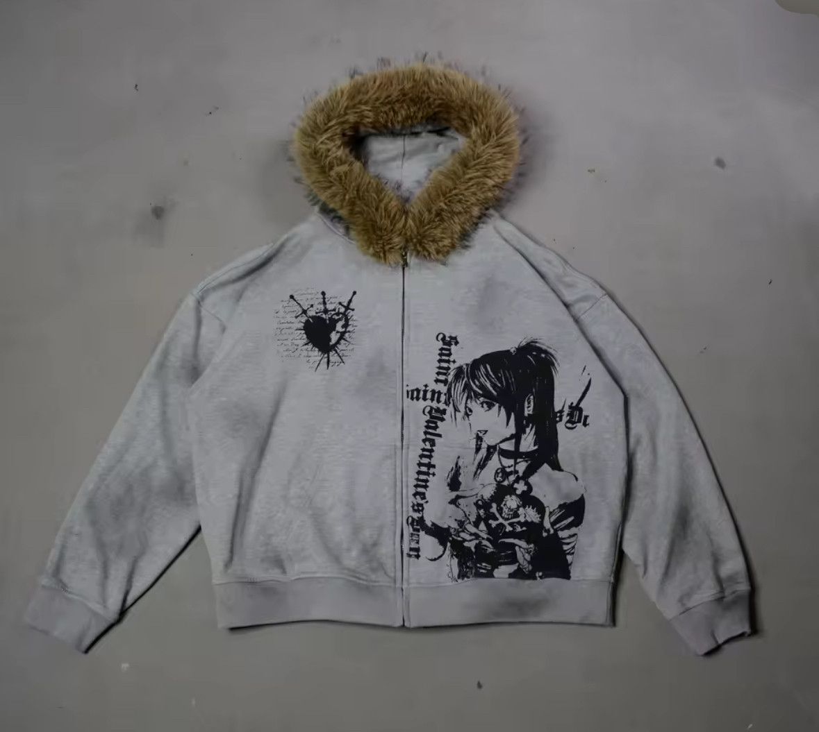Other Fashion Punk Goth Grunge Death Note Fur Hat Graphic Hoodies Size US L / EU 52-54 / 3 - 1 Thumbnail