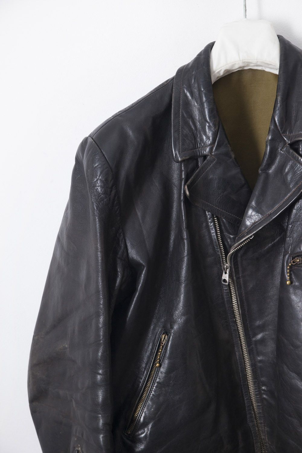 Vintage 1940's German leather pefecto jacket Size US L / EU 52-54 / 3 - 2 Thumbnail