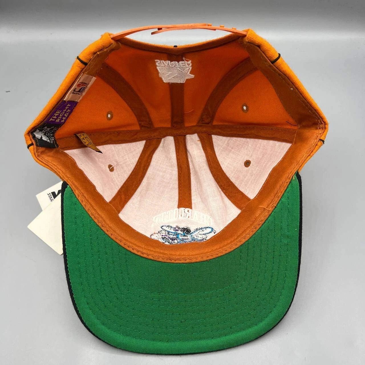 Starter × Vintage Charlotte Hornets Hat Men Orange Black Snap Back Cap Wool Size ONE SIZE - 2 Thumbnail