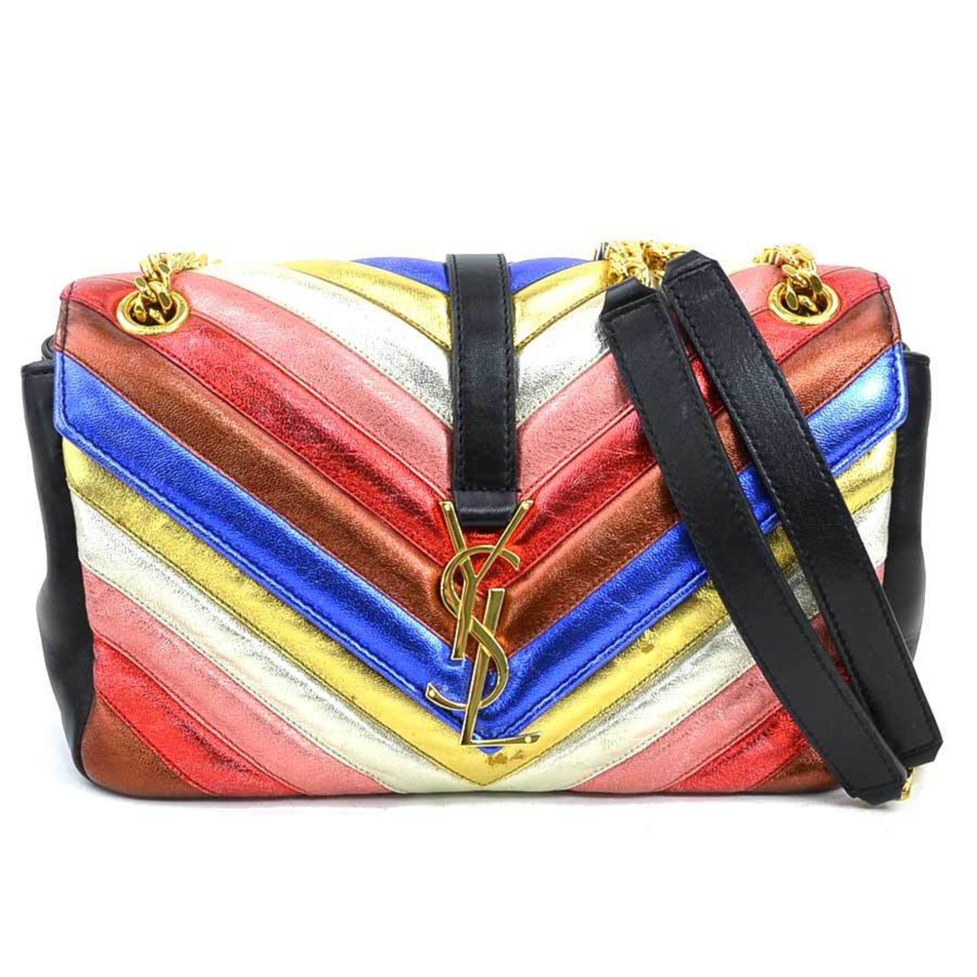 Saint Laurent shoulder bag in black and multicolored leather women's 428125 90160a