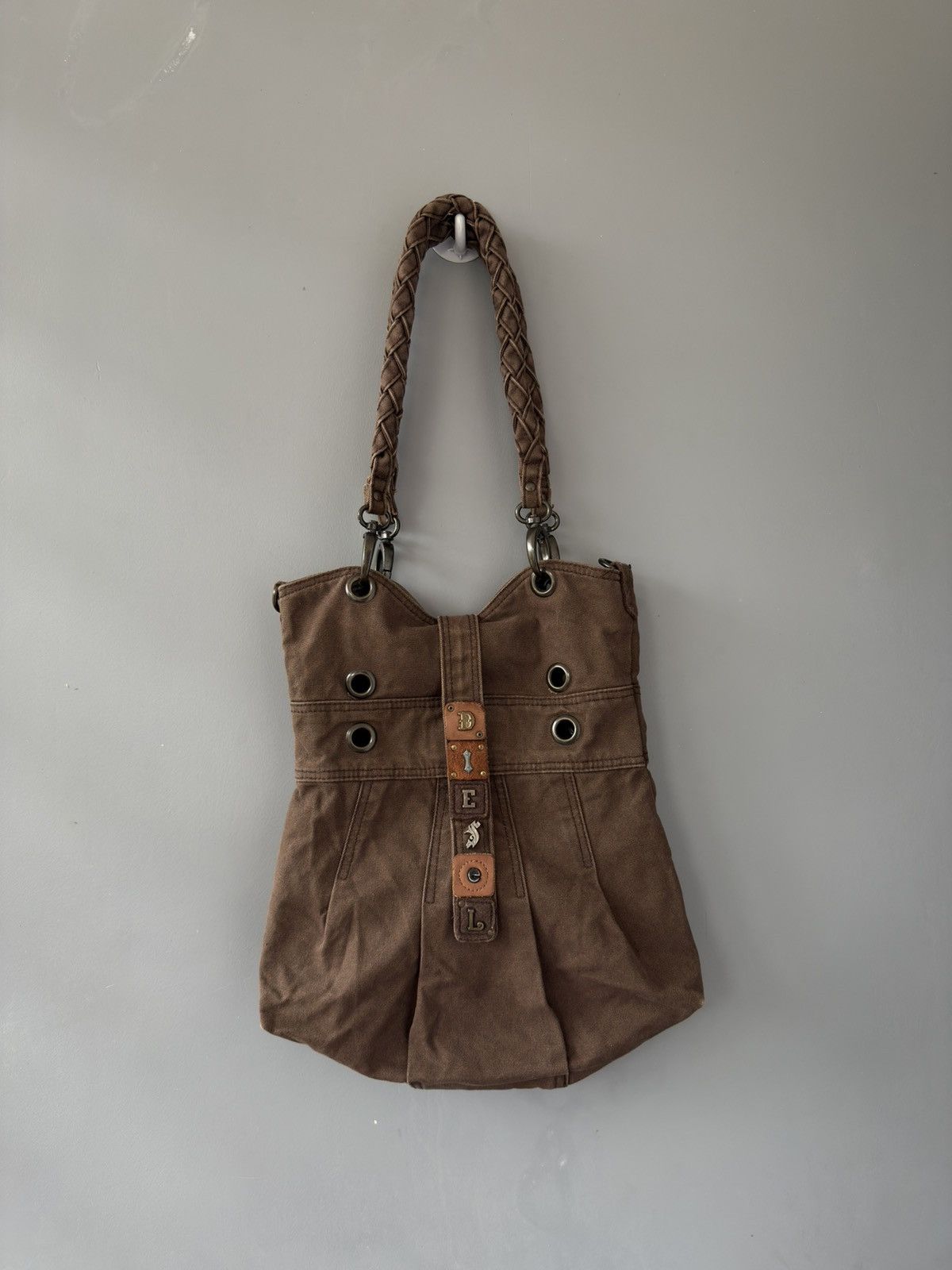 バッグ DIESEL SHOULDER BAG LEATHER ARCHIVE DIESEL Vintage Brown Shoulder Bag With Leather Logo, 00's Y2k Rare