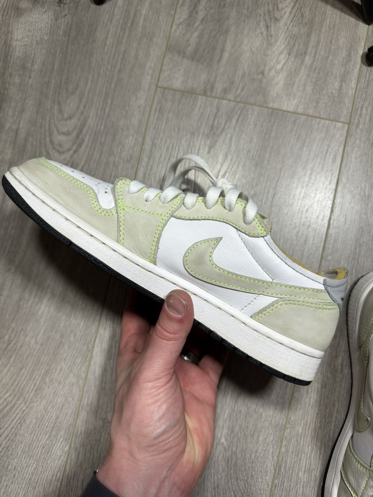 Jordan Brand × Nike Nike Air Jordan 1 Retro Low White Ghost Green Black Grey Size US 8 / EU 41 - 7 Thumbnail