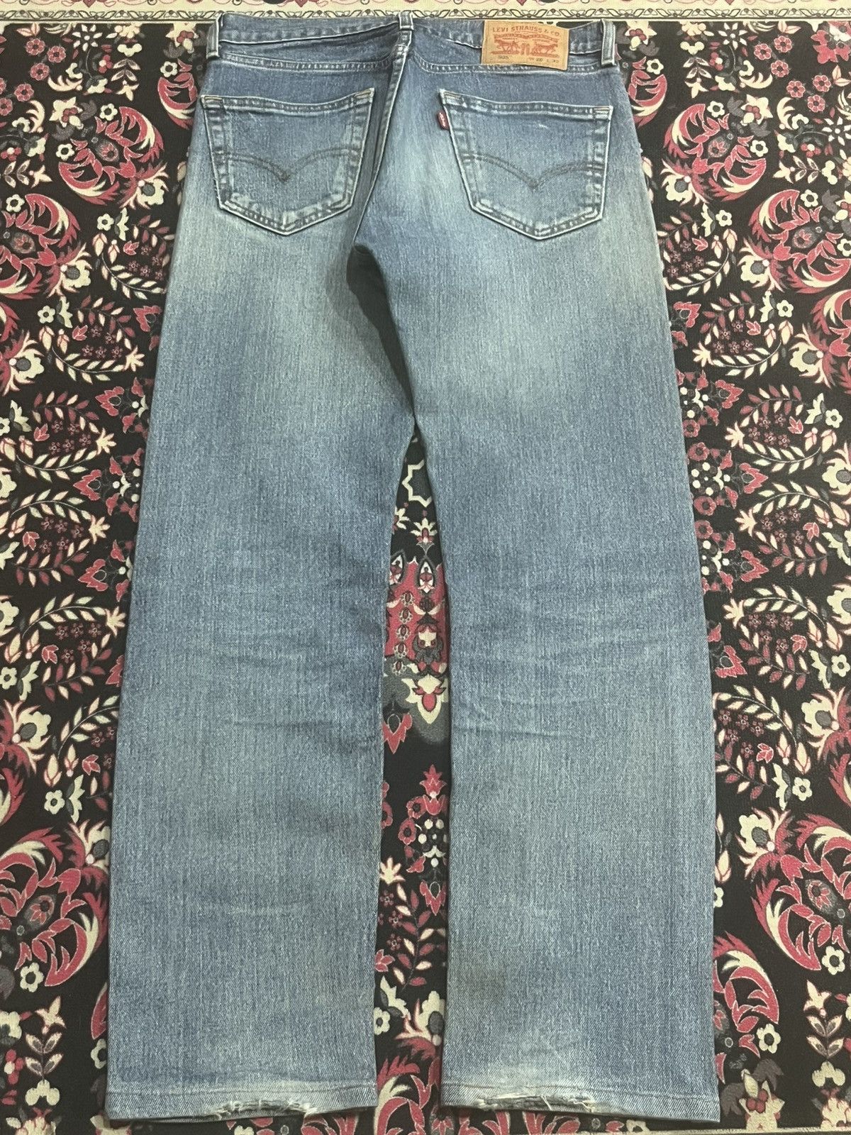 Levi's Y2K Levi’s 505 Blue Washed Distressed Straight Leg Jeans Size US 28 / EU 44 - 2 Thumbnail
