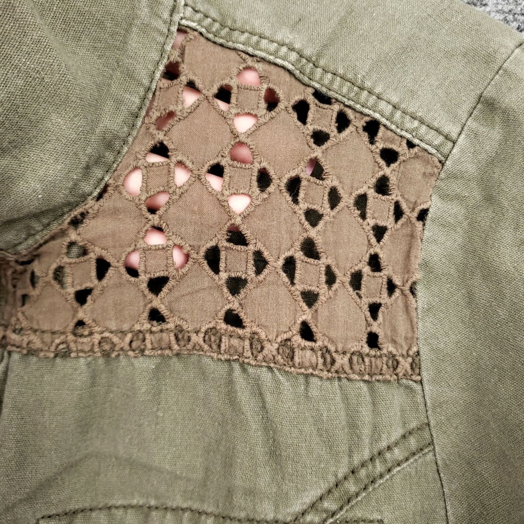 Vintage Maurices Jacket Womens S Green Anorak Full Zip Long Sleeve Eyelet Trim Pockets Casual Size S / US 4 / IT 40 - 6 Thumbnail