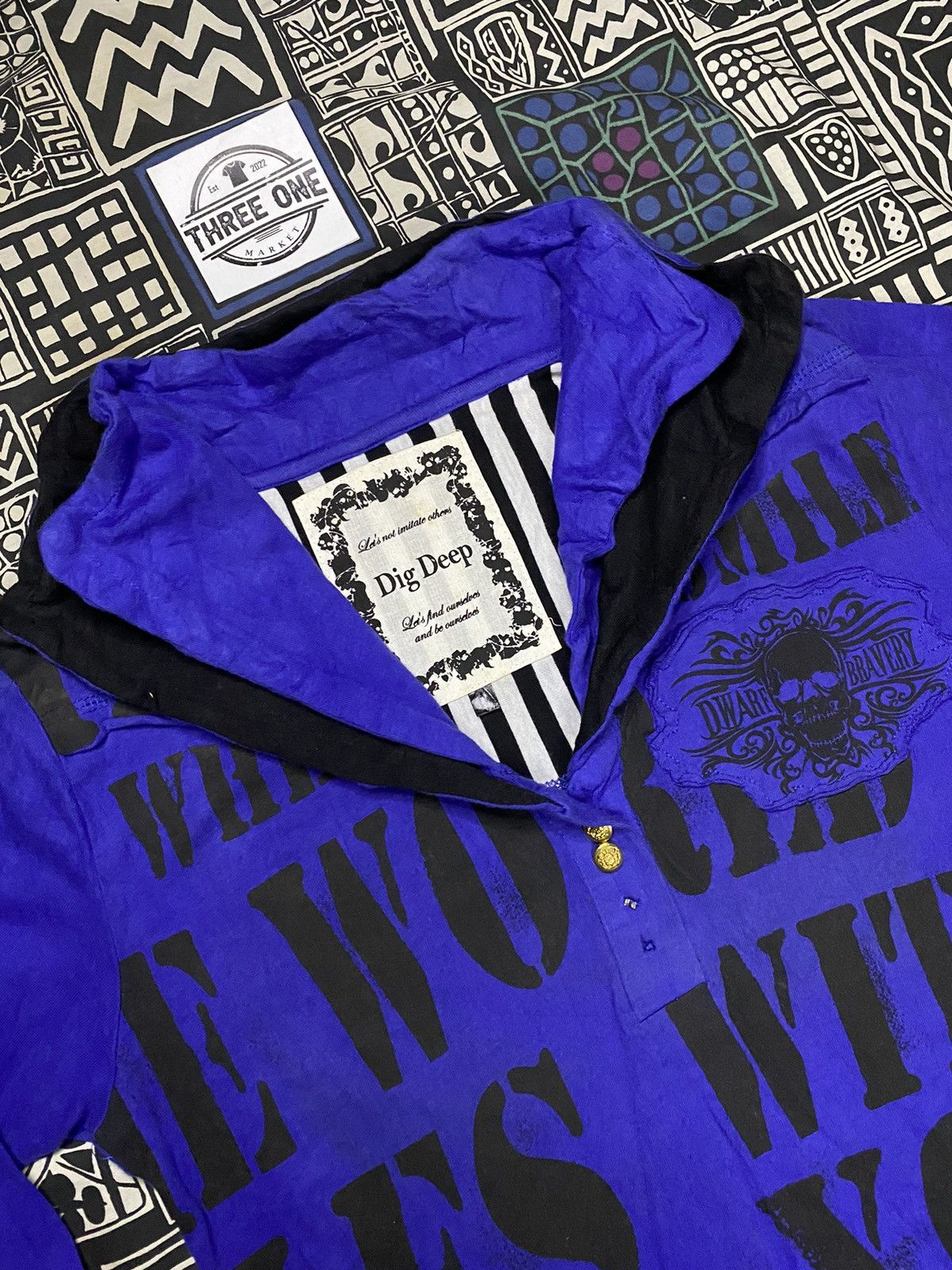 14th Addiction × Japanese Brand × Le Grande Bleu (L.G.B.) Dig Deep Skulls Double Colar Longsleeve T shir Size US L / EU 52-54 / 3 - 4 Thumbnail