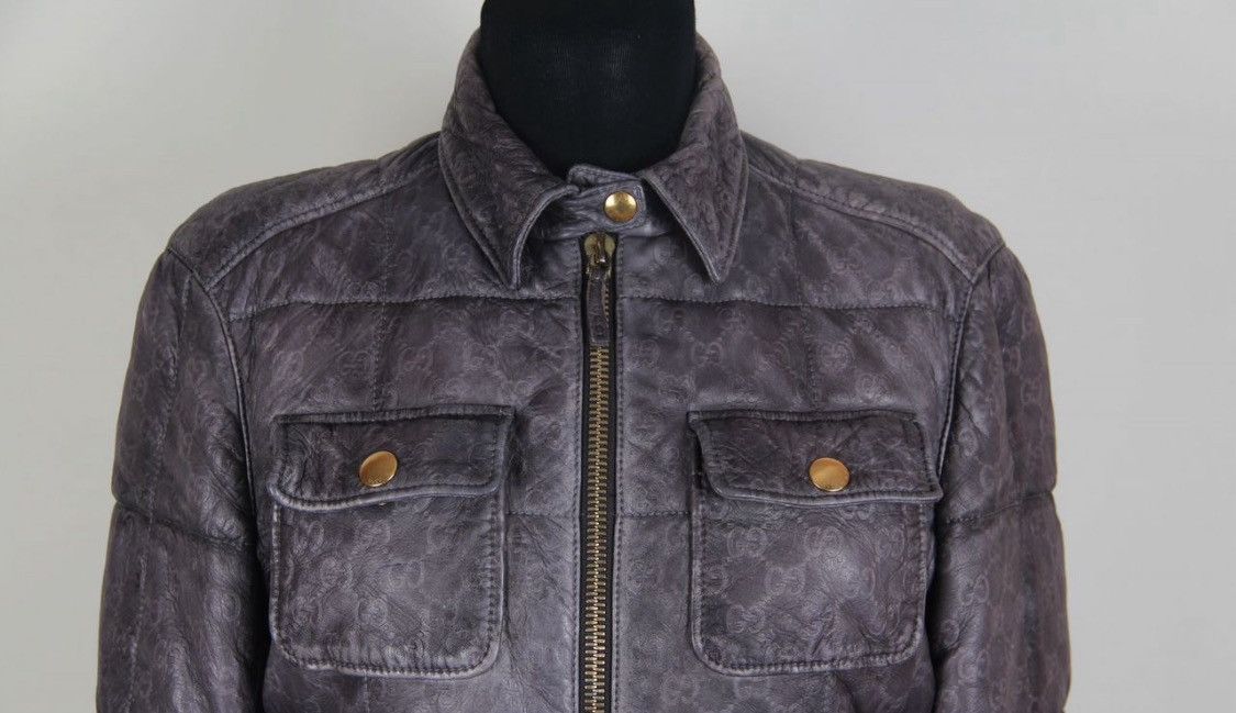 Gucci Gucci Monogram All Over Pocket Leather Moto Jacket Size XS / US 0-2 / IT 36-38 - 3 Thumbnail