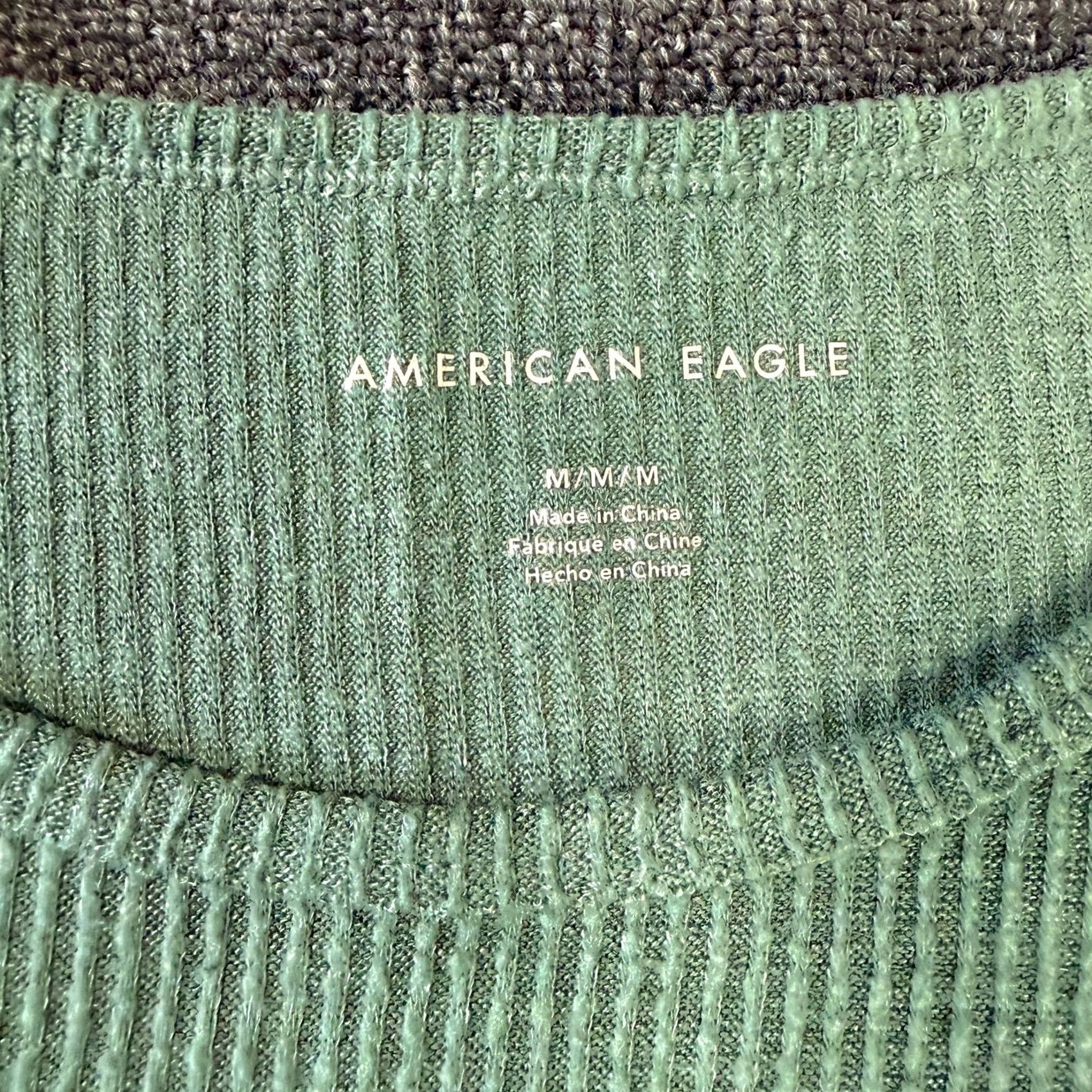 American Eagle Outfitters Vintage Y2k American Eagle Outfitters Short Sleeve Green Ribbed Shirt M Size M / US 6-8 / IT 42-44 - 3 Thumbnail