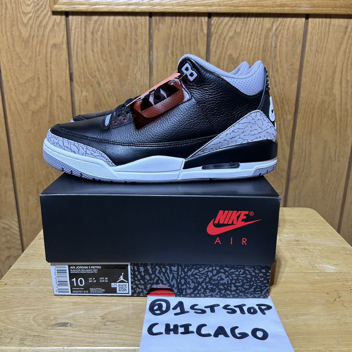 Designer × Jordan Brand × Nike Nike Air Jordan 3 Retro Black Cement 2024 Men’s Size 10 NEW Size US 10 / EU 43 - 7 Thumbnail