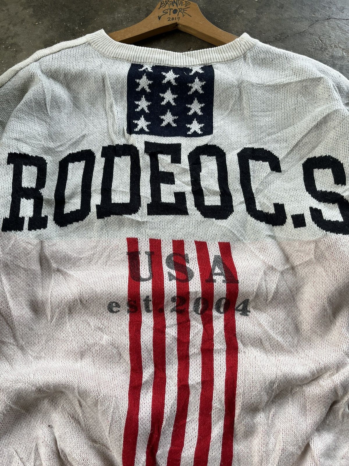 Japanese Brand 🔥Rodeo Crowns American Flag Back Hit Logo Long Sweetshirts Size ONE SIZE - 7 Thumbnail
