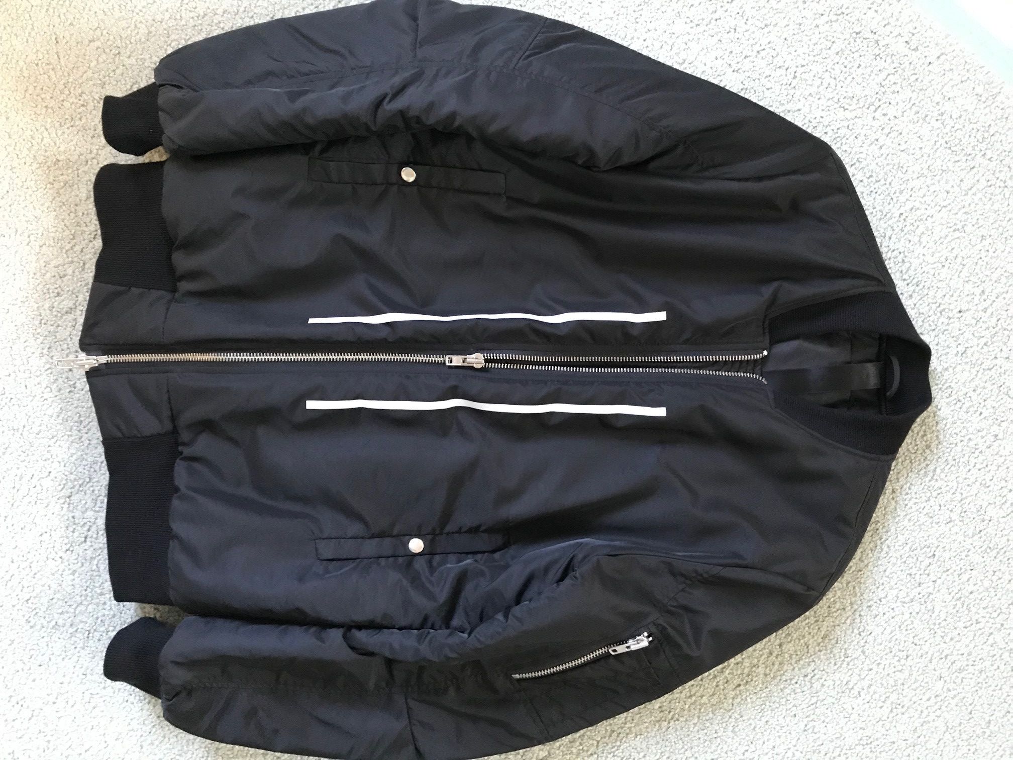 image of Odeur Unisex Elongated Insulated Bomber Jacket in Black, Men's (Size Medium)