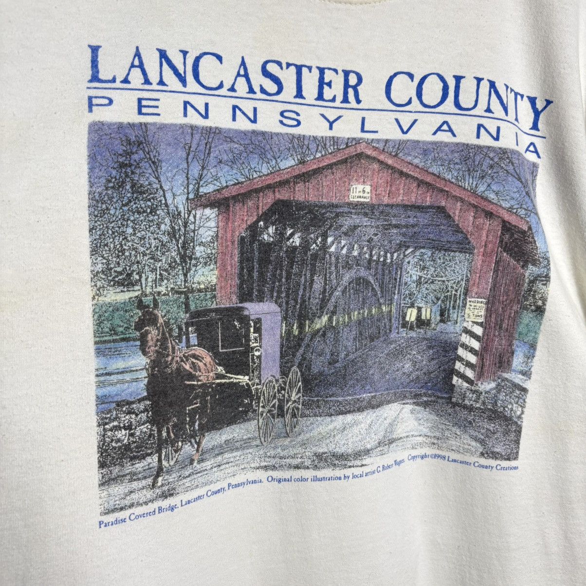 Vintage Vintage 90s Lancaster Country Art Graphic T-Shirt Size US XL / EU 56 / 4 - 2 Thumbnail