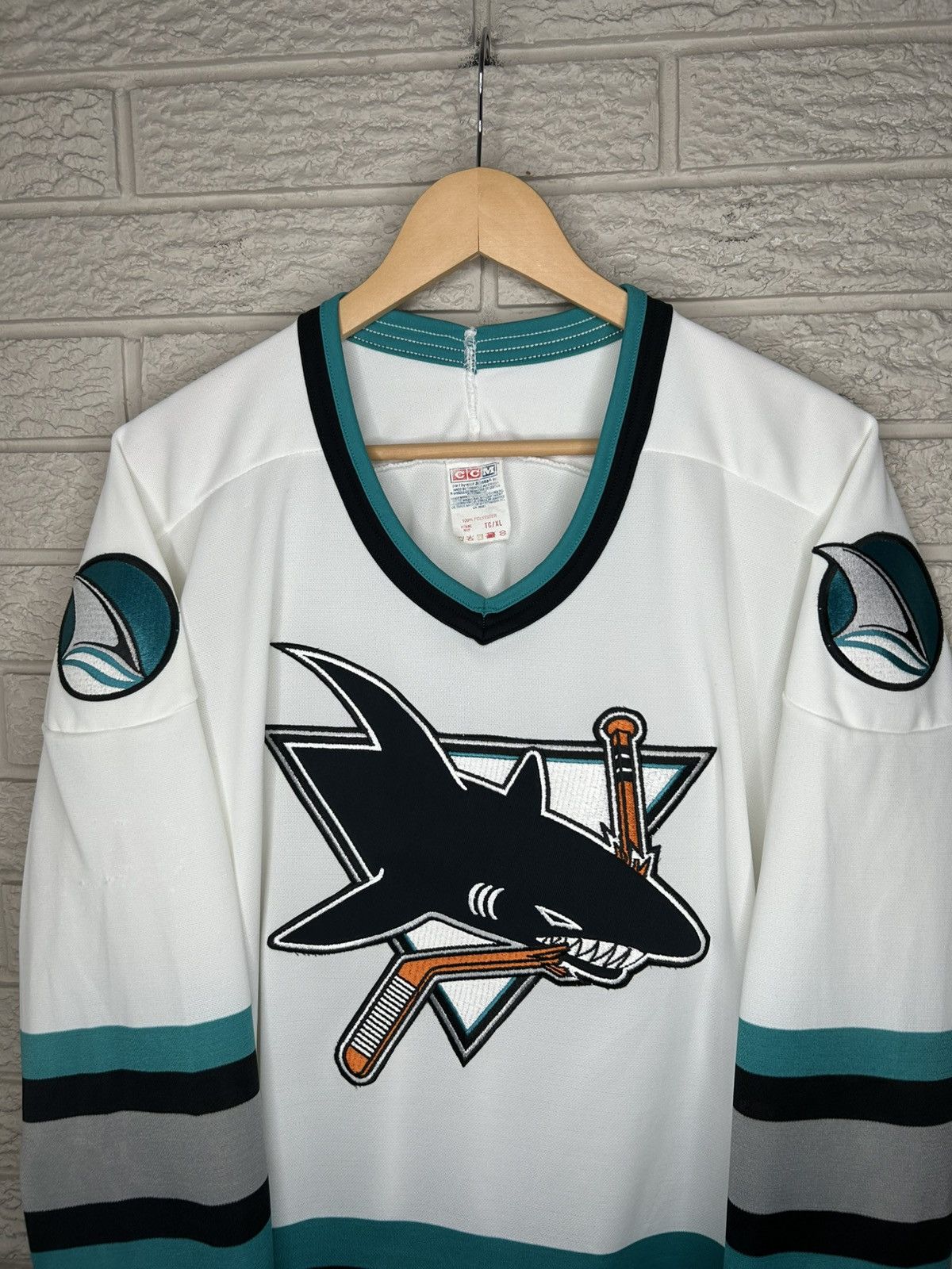 Ccm Vintage CCM San Jose Sharks Jersey Size US XL / EU 56 / 4 - 2 Thumbnail