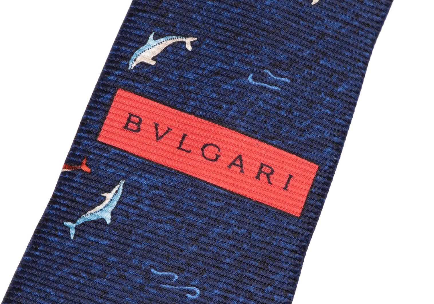Bvlgari Dolphin Pattern Silk Tie in Blue, Navy, and Red Size ONE SIZE - 5 Thumbnail