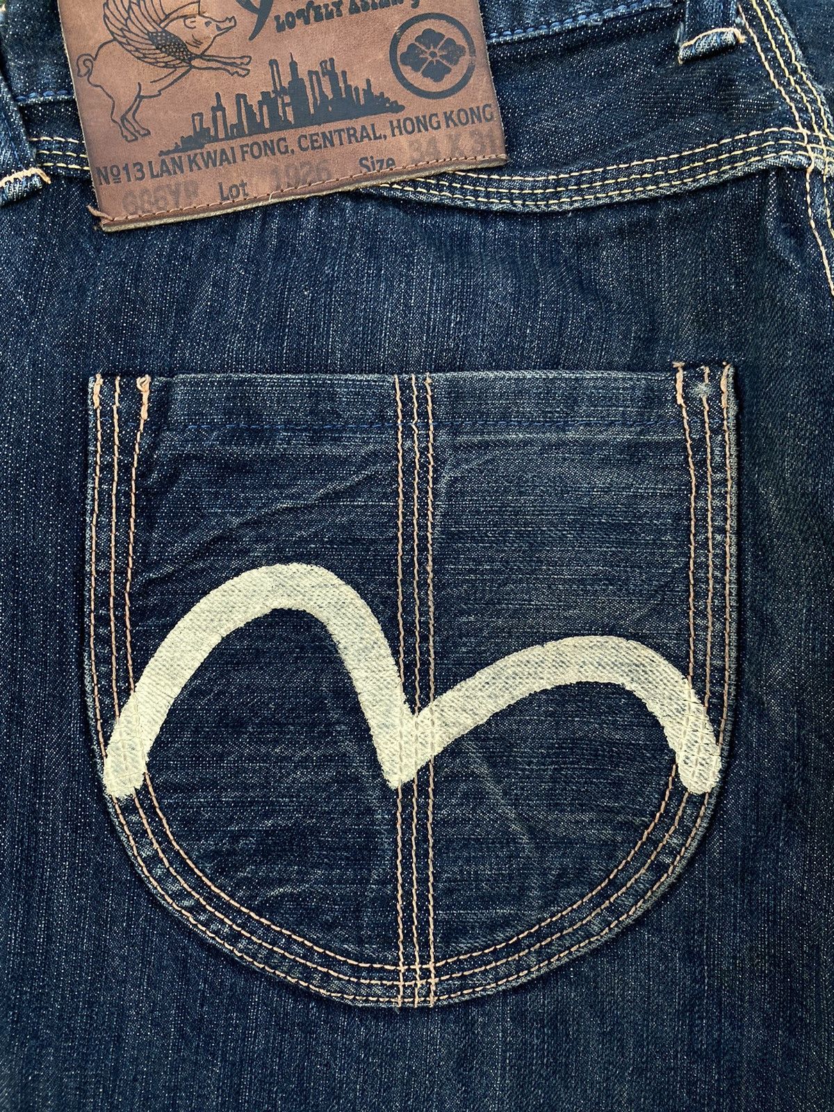 Evisu VINTAGE EVISU YAMANE WHITE SEA GULLS WITH PINK SELVEDGE Size US 32 / EU 48 - 4 Thumbnail
