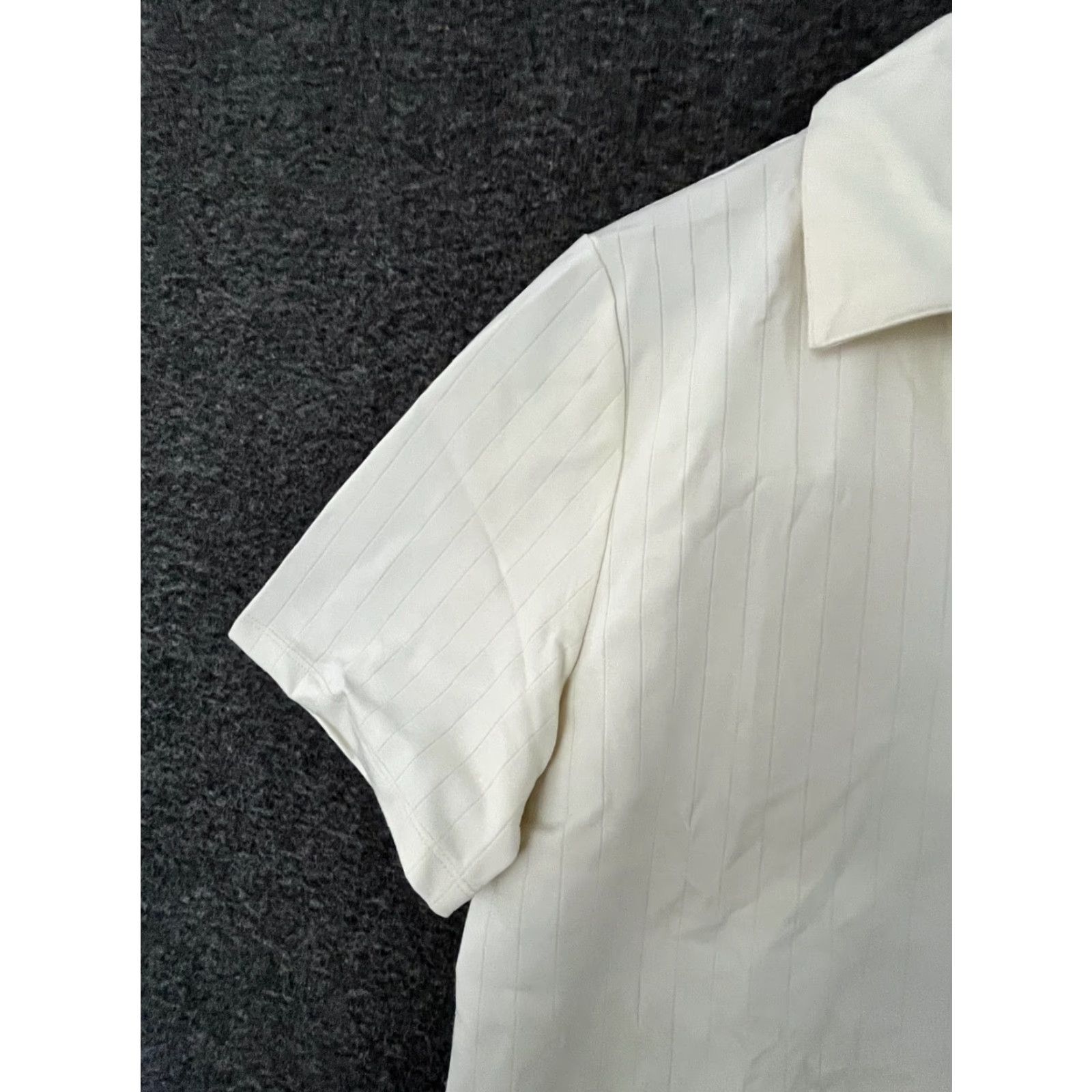 Vintage STYLUS Ladarius Campbell Men's Stripe Ivory Polo Shirt S - Regular Fit, Short Sleeve, Collared Polo, Ivory Stripe Shirt, Dressy Casual, Men Size US S / EU 44-46 / 1 - 7 Thumbnail