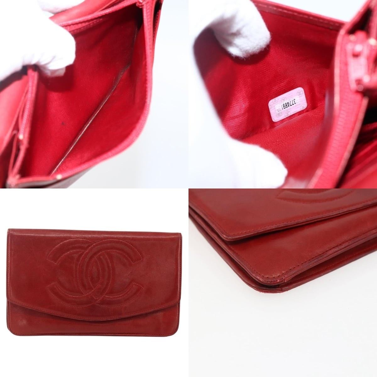 Chanel Chanel Long Wallet Caviar Skin Red Gold CC Size ONE SIZE - 5 Thumbnail