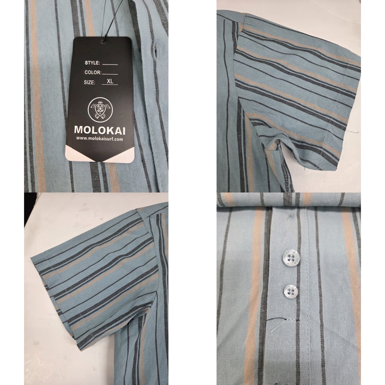 Lakai Molakai Shirt Short Sleeve Button-Up Multicolor Striped Hawaii Embroidered Pocket XL Mens Size US XL / EU 56 / 4 - 8 Thumbnail