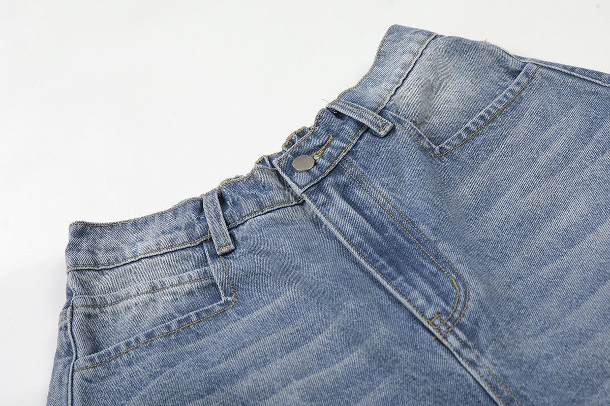 Vintage Men's Retro Washed Straight Leg Patchwork Denim Shorts Size US 32 / EU 48 - 3 Thumbnail