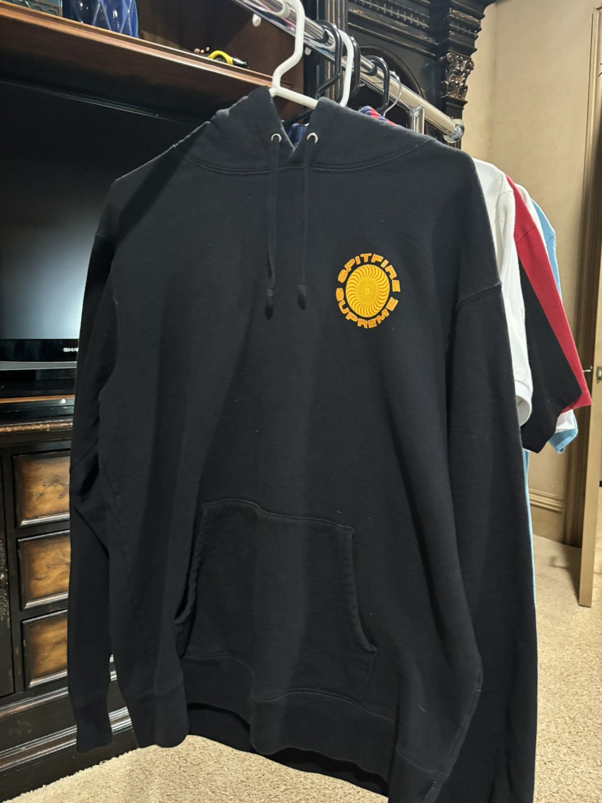 image of Spitfire Hoodie Black, Men's (Size Large)