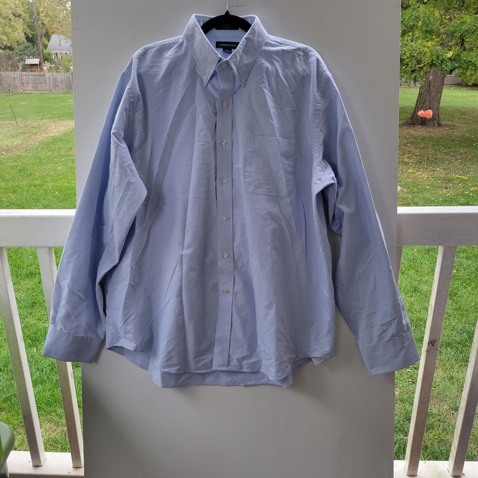 Lands' End Lands End Shirt XL (16/35) Blue Trim Fit Button Up Size US XL / EU 56 / 4 - 1 Thumbnail