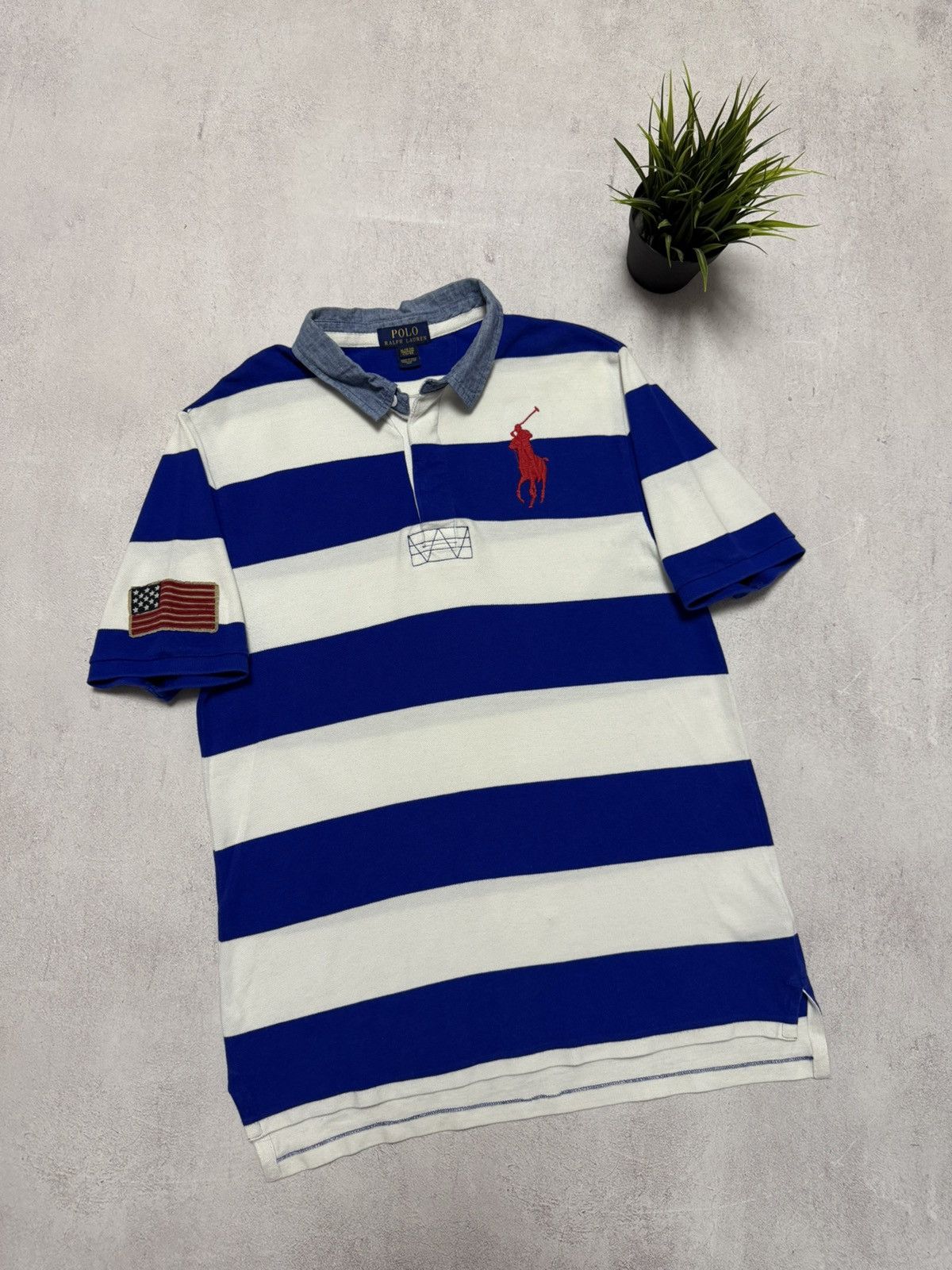 Vintage Vintage Polo Ralph Lauren Polo USA Flag Rugby Shirt Big Logo Size US M / EU 48-50 / 2 - 1 Thumbnail
