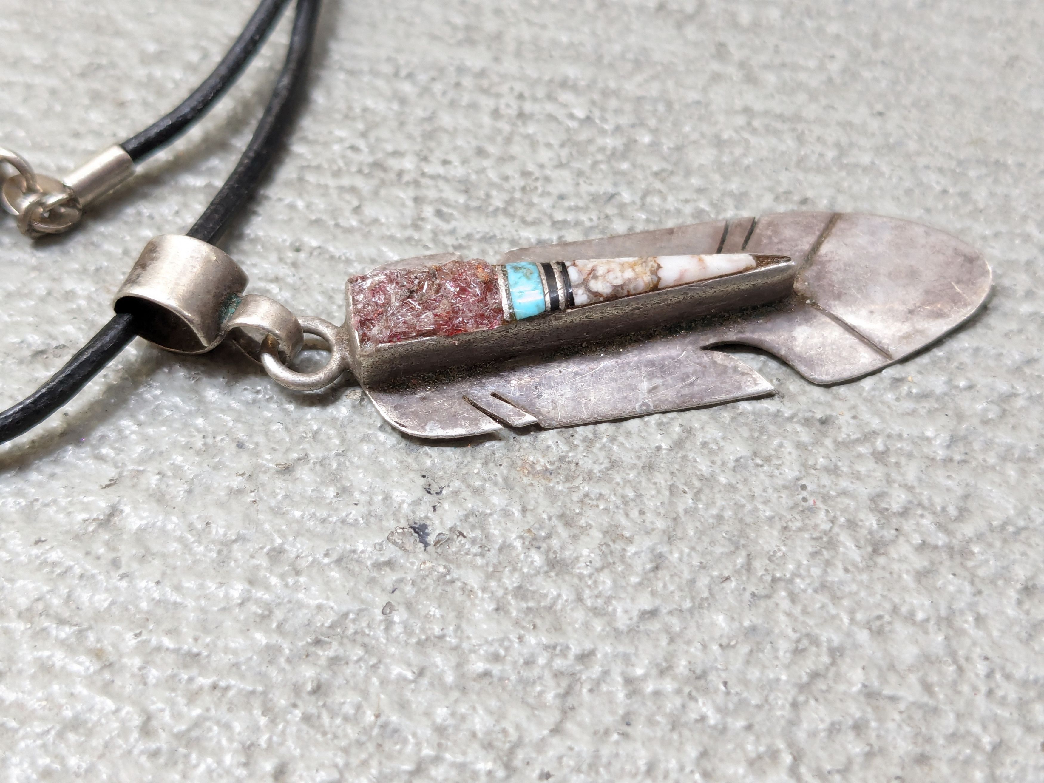 Other Vintage Sterling Silver Feather Necklace Navajo 17" Y2K Size ONE SIZE - 8 Thumbnail