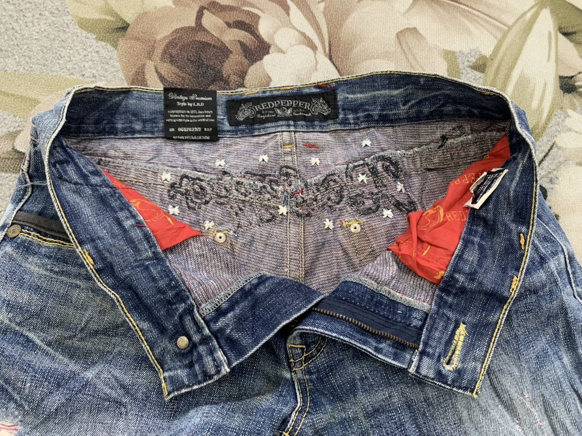 Japanese Brand Distress Red Pepper Gold Label Denim Pant Style by LBD Size US 35 - 13 Thumbnail