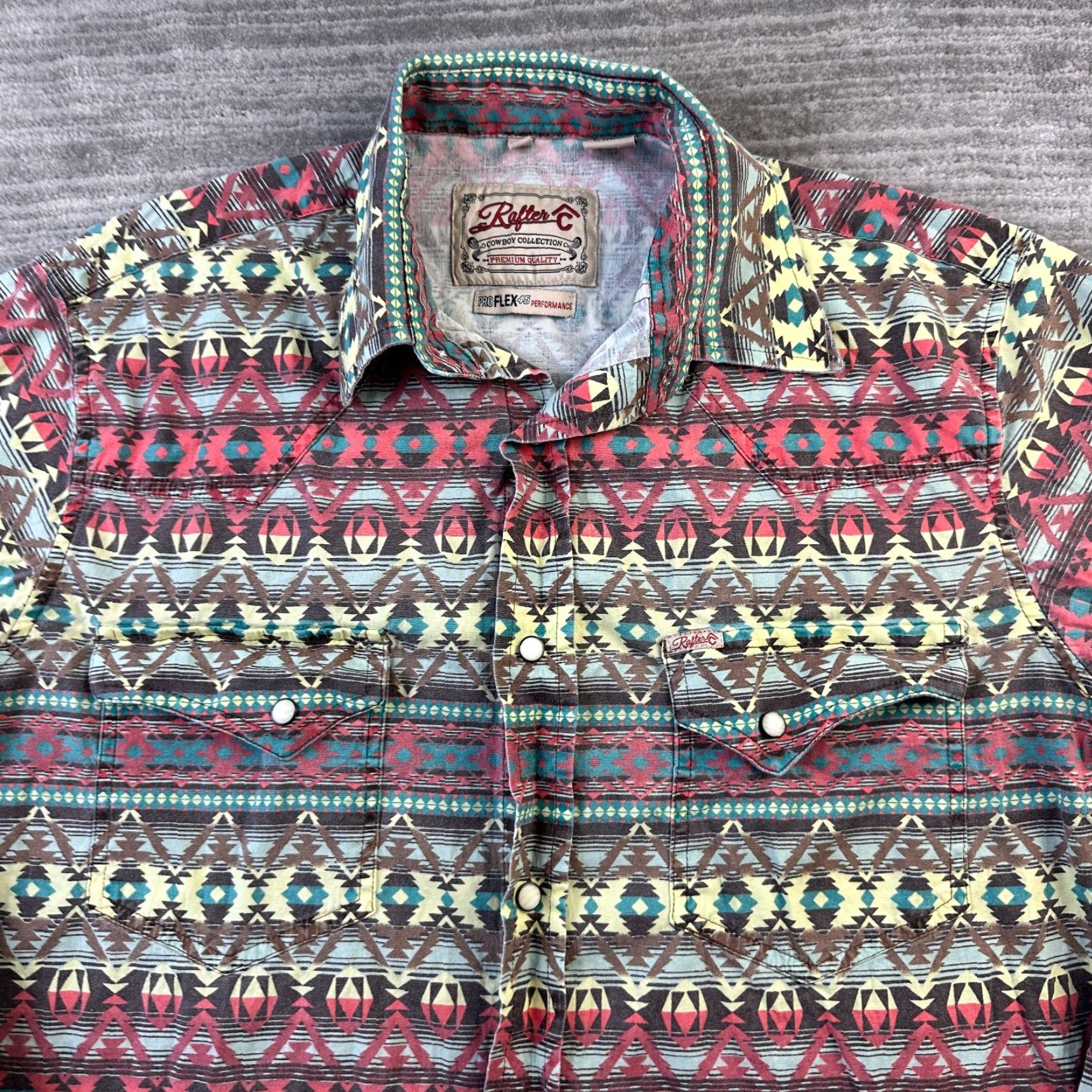 Vintage Rafter C Shirt Mens M Aztec Western Southwestern Cowboy Pearl Snap Shirt Size US M / EU 48-50 / 2 - 4 Thumbnail