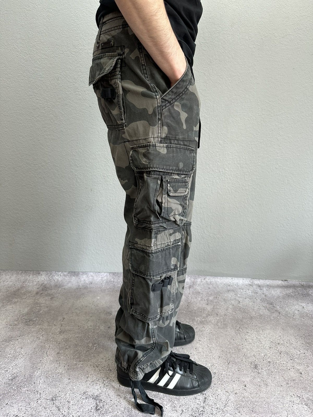 Brandit × Japanese Brand × Vintage Vintage Brandit Camo Rave Bondage Pants Belted Y2K Archival Size US 33 - 8 Thumbnail
