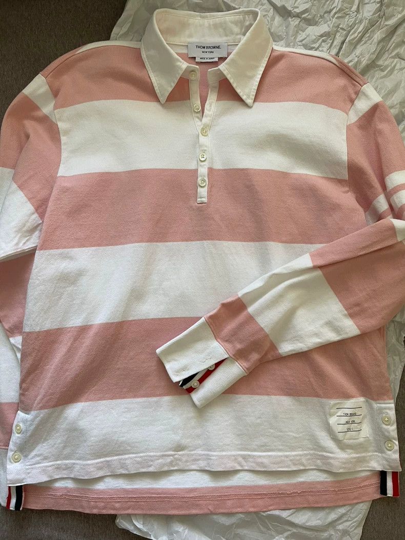 Thom Browne Thom Browne Pink Long Sleeve Polo - dmc Size US S / EU 44-46 / 1 - 1 Thumbnail