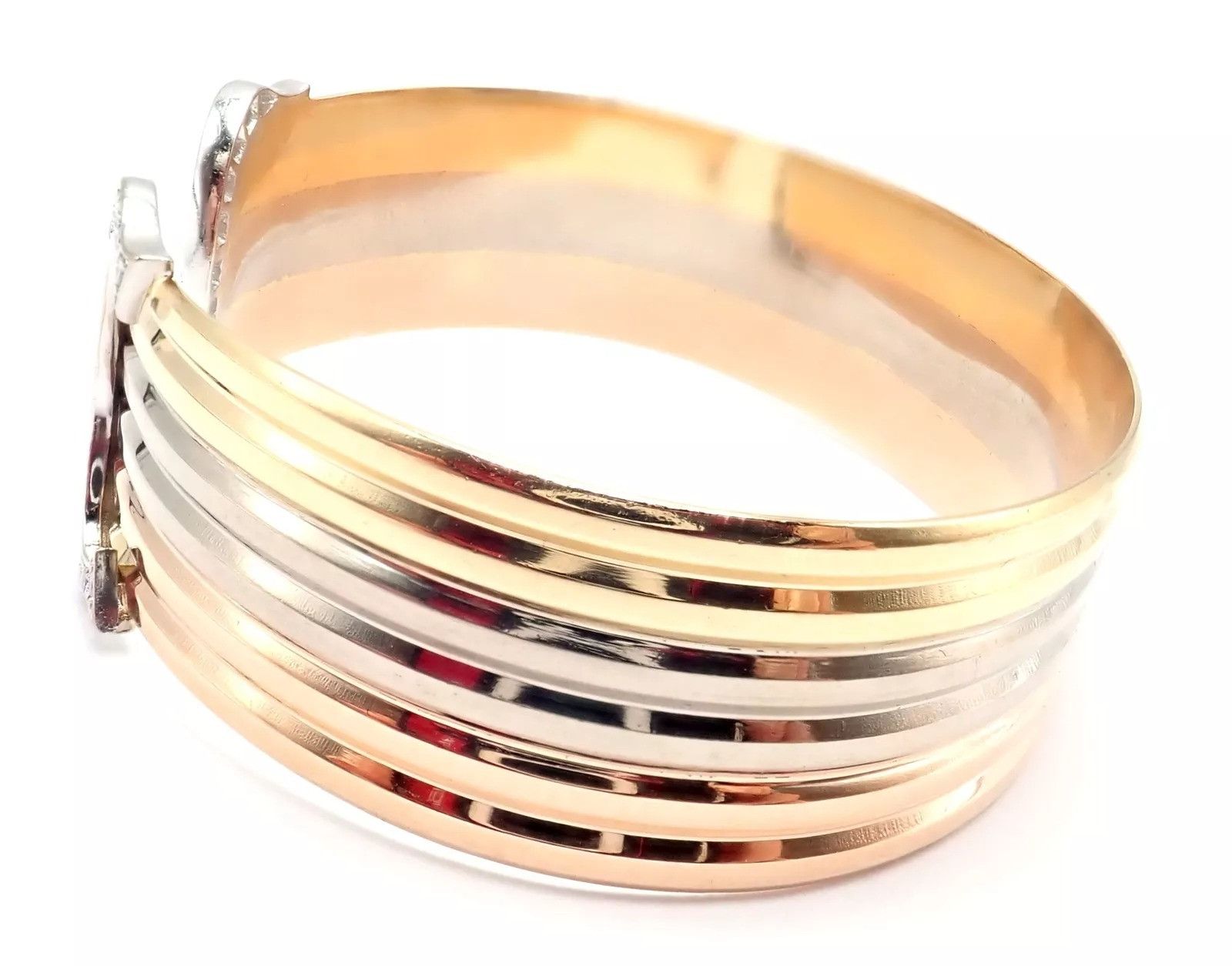Cartier Cartier 18k Tri-Color Gold C Wide Cuff Bangle Bracelet Size ONE SIZE - 6 Thumbnail