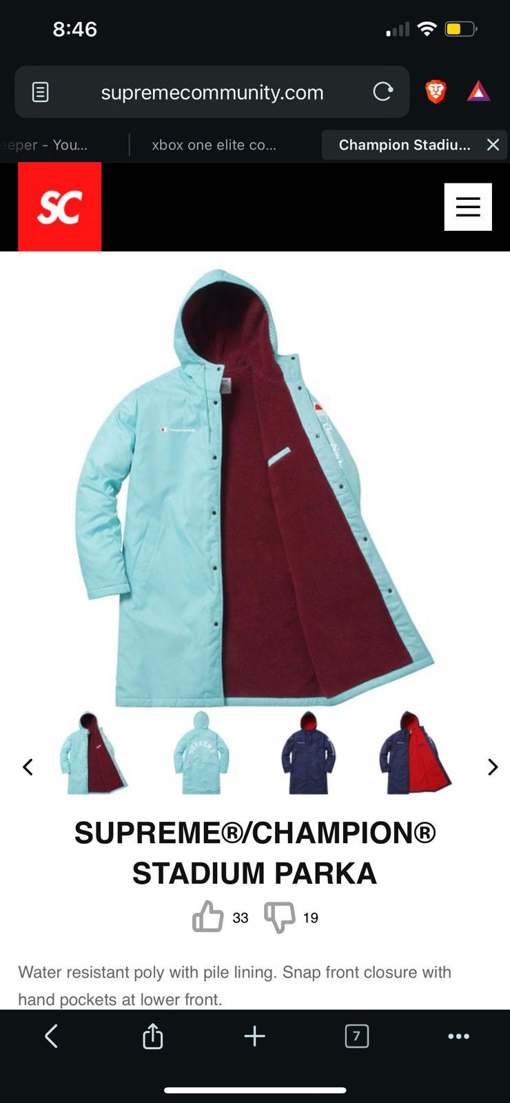 Champion × Supreme 2016 Supreme Champion Parka Size US XL / EU 56 / 4 - 3 Thumbnail