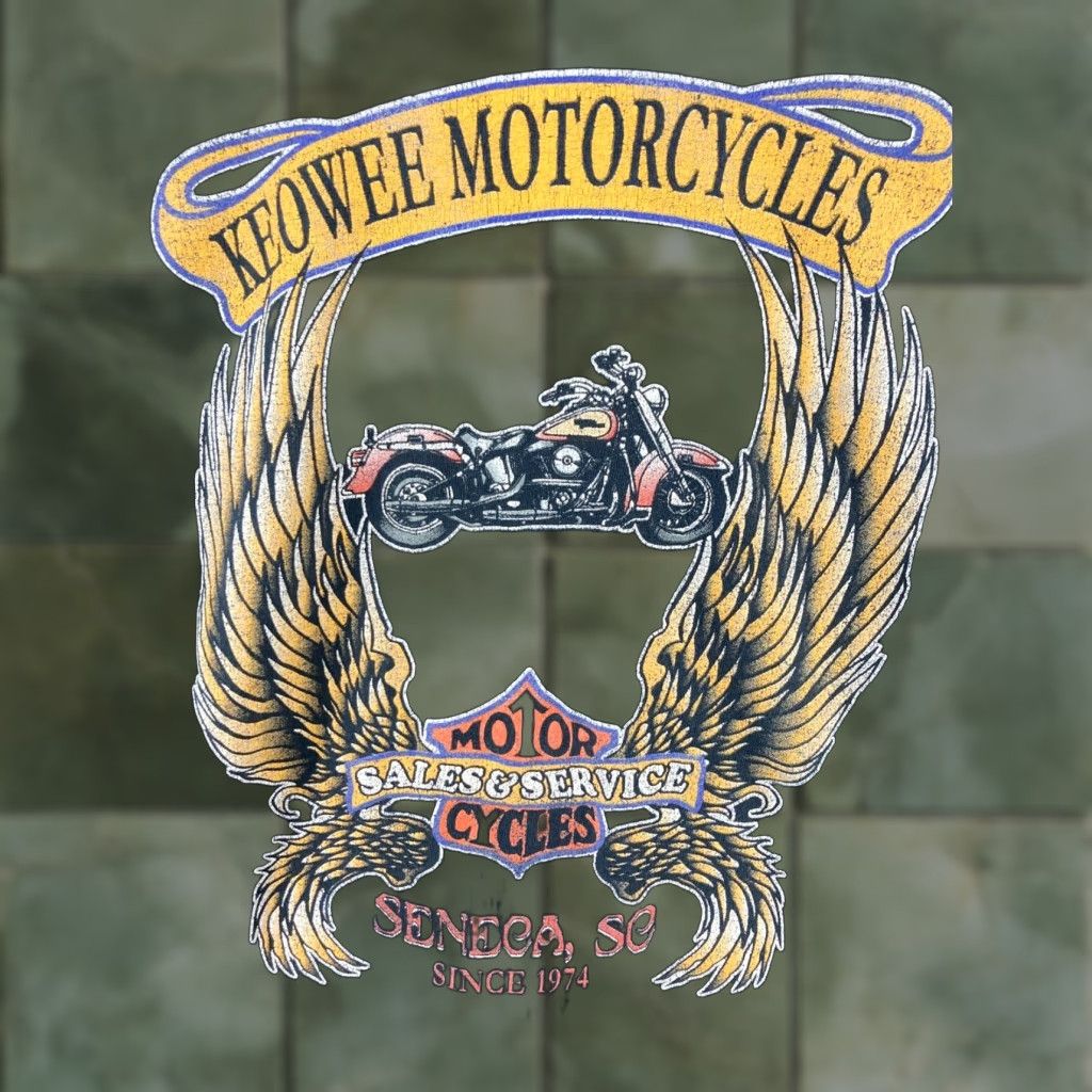 Gildan Motorcycles Keowee TShirt Mens XL Seneca, SC Angel Wings Motorcycle Size US XL / EU 56 / 4 - 1 Thumbnail