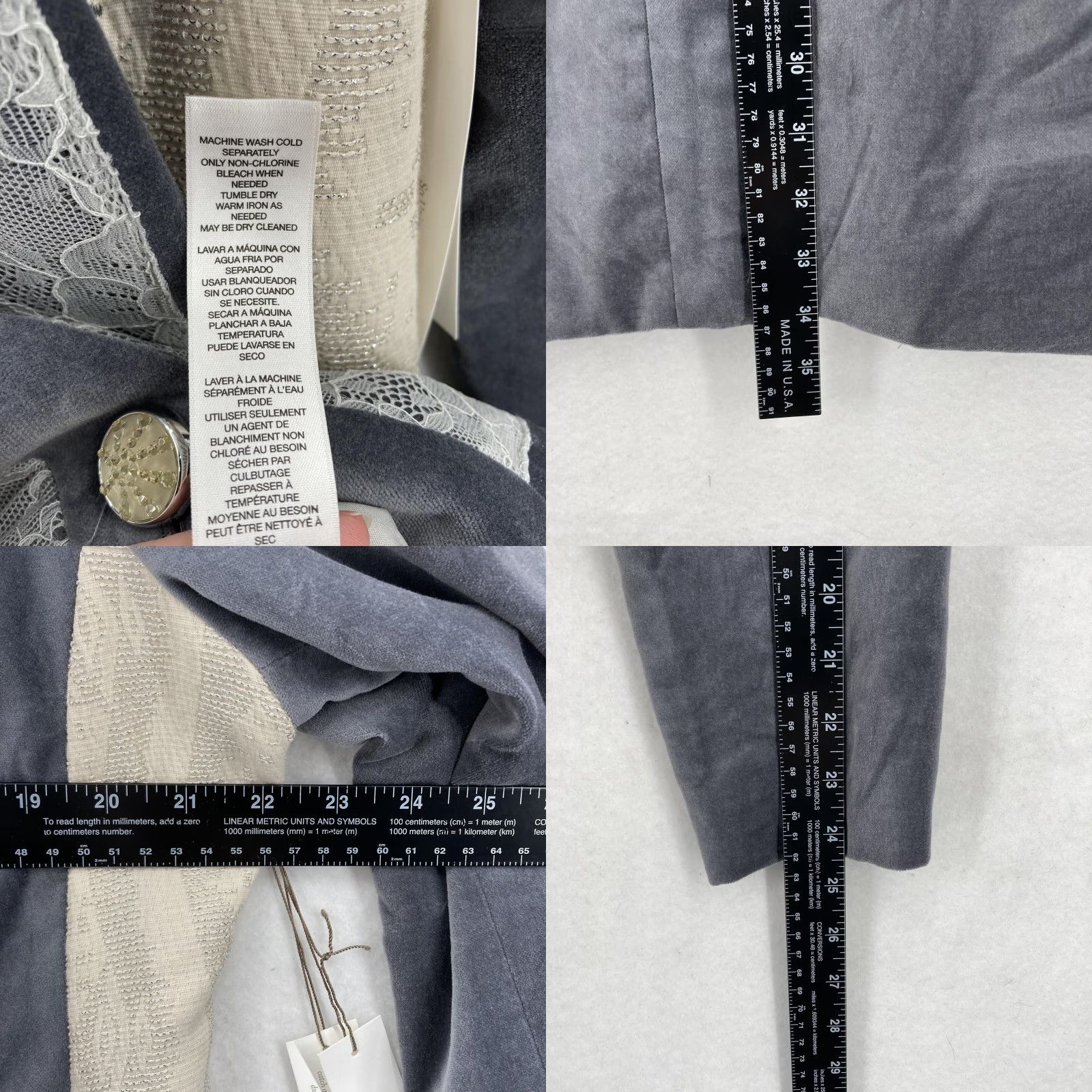 Vintage Chico's Duster Jacket Womens Gray Longline Velvet Lace Buttoned Overcoat 2 Adult L Casual Workwear Travel Size L / US 10 / IT 46 - 8 Thumbnail
