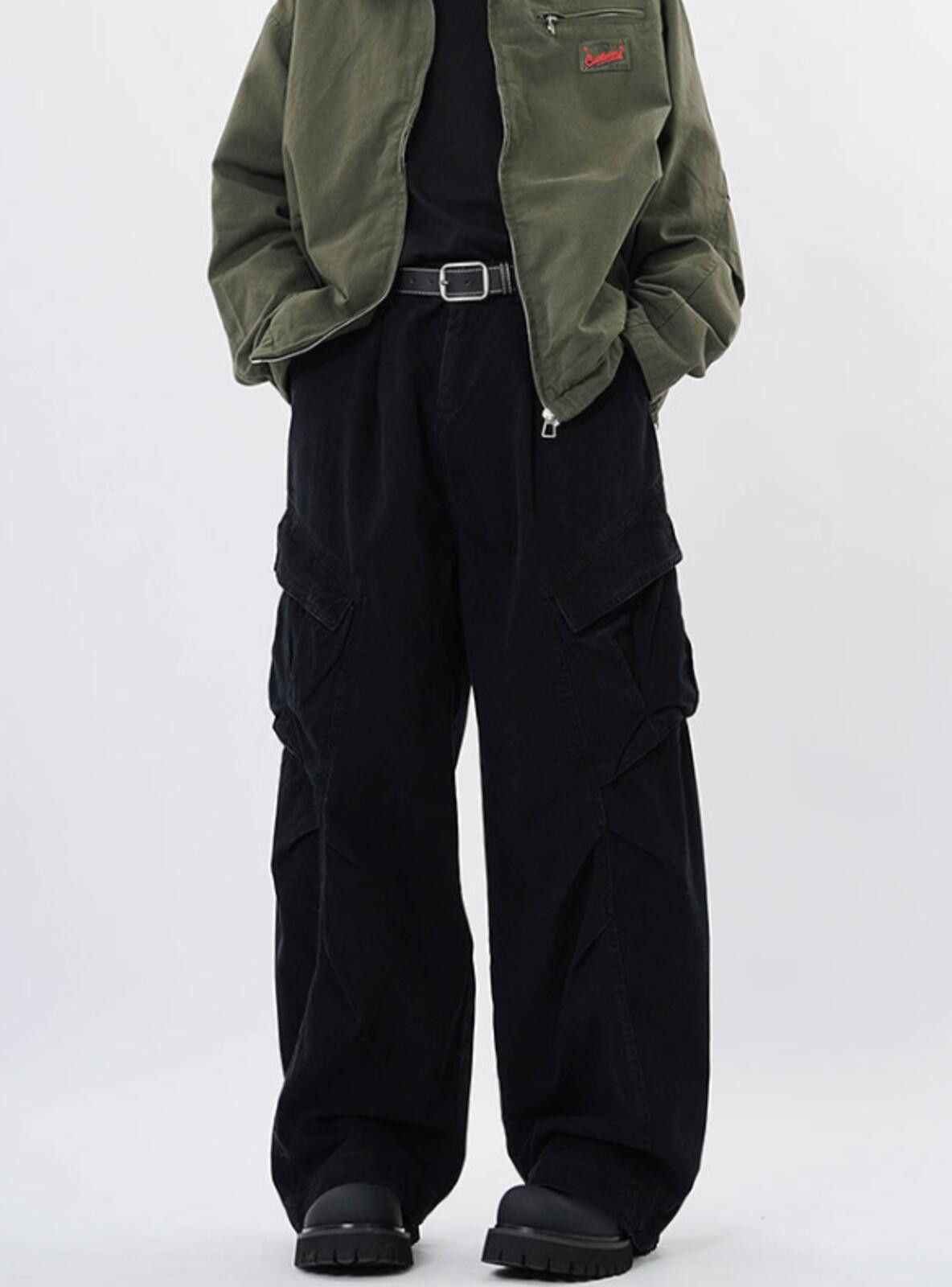 Other Black Cotton Baggy Cargo Pants, Utility Workwear Pants Size US 32 / EU 48 - 4 Thumbnail