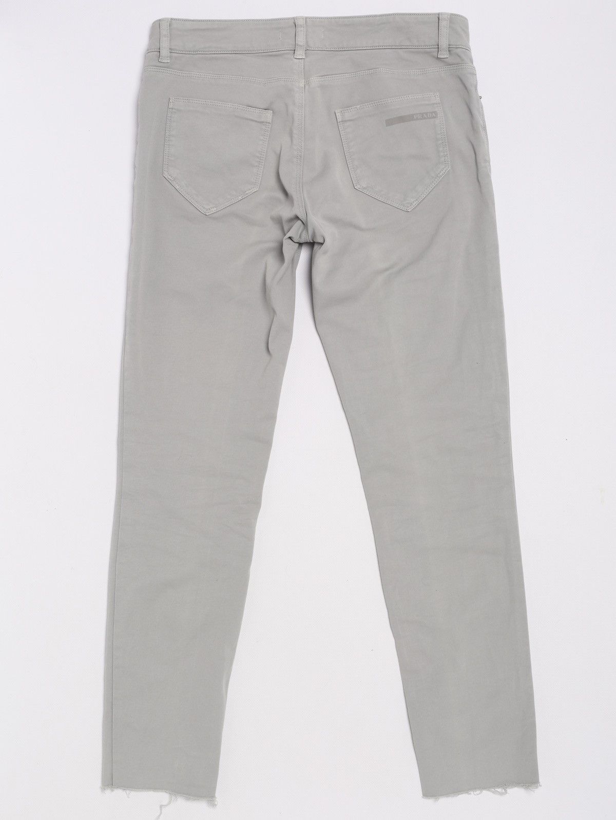 Prada Prada Gray Cotton Pants Logo Raw Edge Size 27" / US 4 / IT 40 - 19 Thumbnail