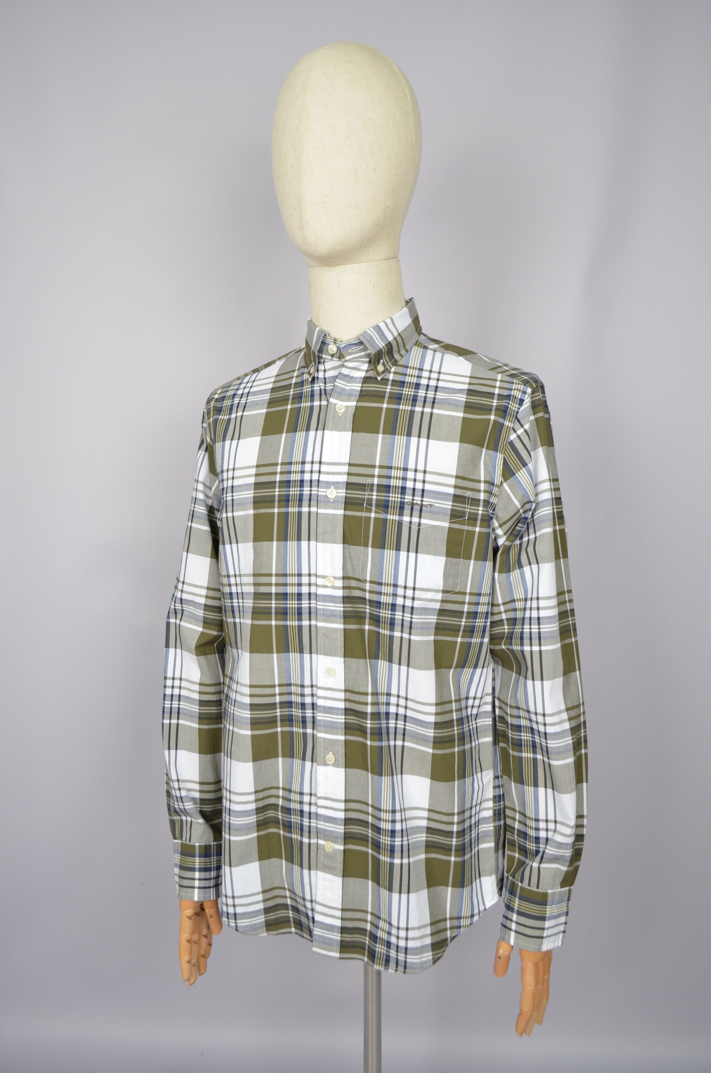 Designer × Gant GANT White Green Check Poplin Shirt Regular Size M Size US M / EU 48-50 / 2 - 1 Thumbnail