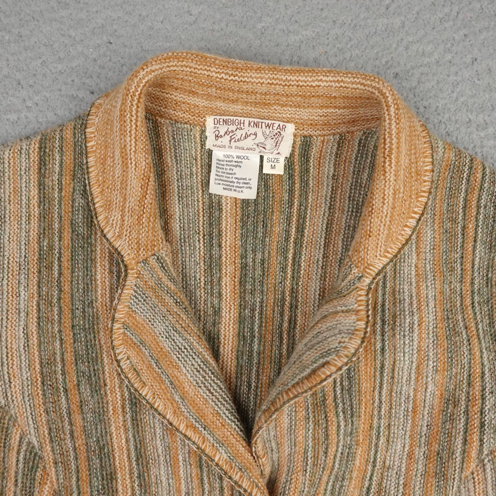 Vintage VINTAGE Denbigh Knitwear Jacket Womens M Beige Wool Striped Button 80s 90s Retro Classic Preppy England Size M / US 6-8 / IT 42-44 - 4 Thumbnail