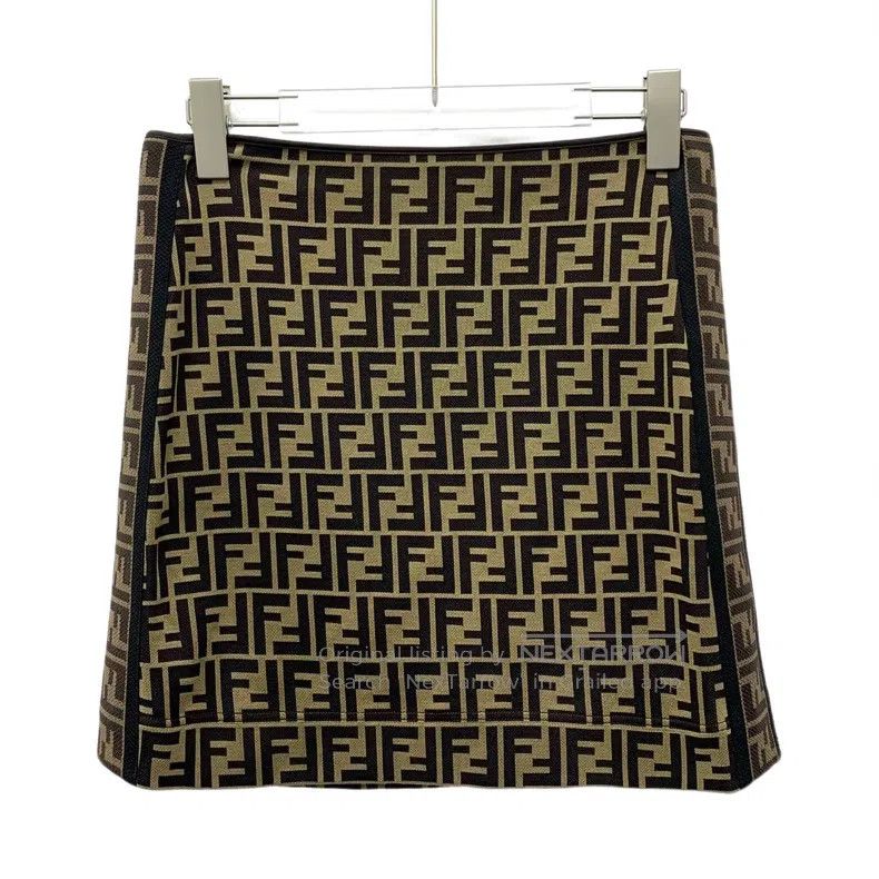 Fendi Fendi Dark brown logo lettering full print cotton knitted Size 24" / US 00 / IT 34 - 1 Thumbnail