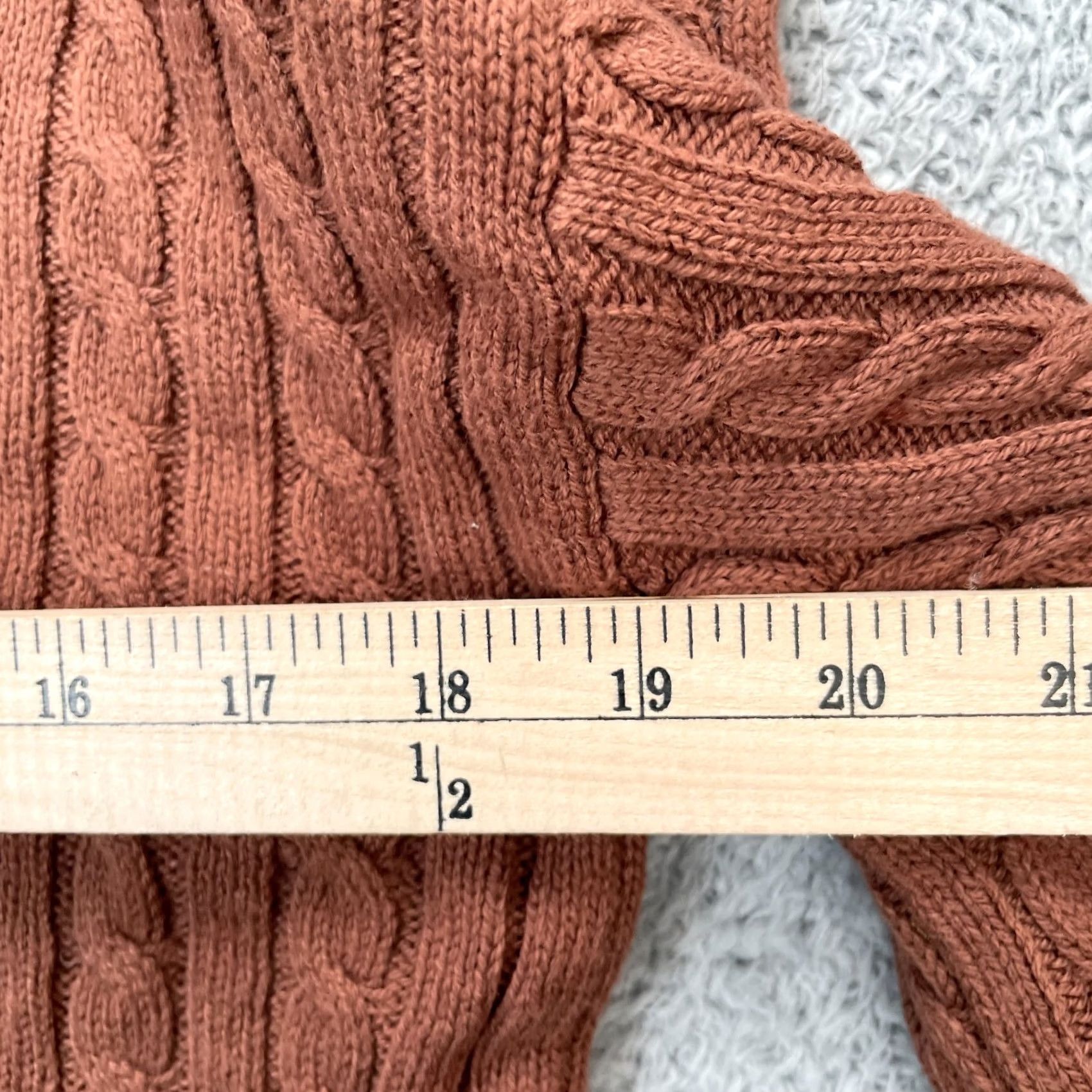 Nordstrom Nordstrom BP Sweater Womens M Brown Cable Knit V Neck Pullover Casual Fall Winter Knit Shirt Size M / US 6-8 / IT 42-44 - 8 Thumbnail