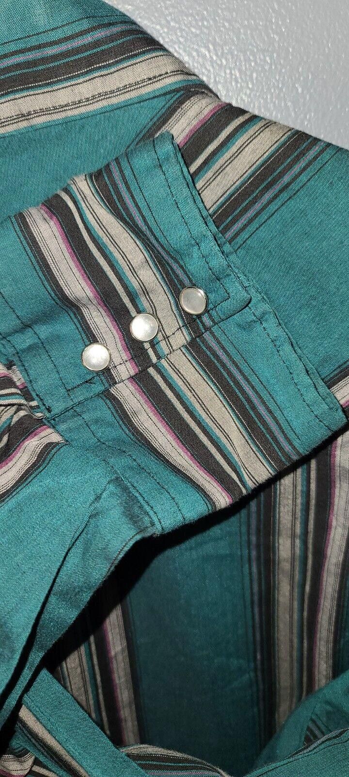 Designer Authentic Western Youngblood Men's Button Down XL Teal Black Size US XL / EU 56 / 4 - 8 Thumbnail