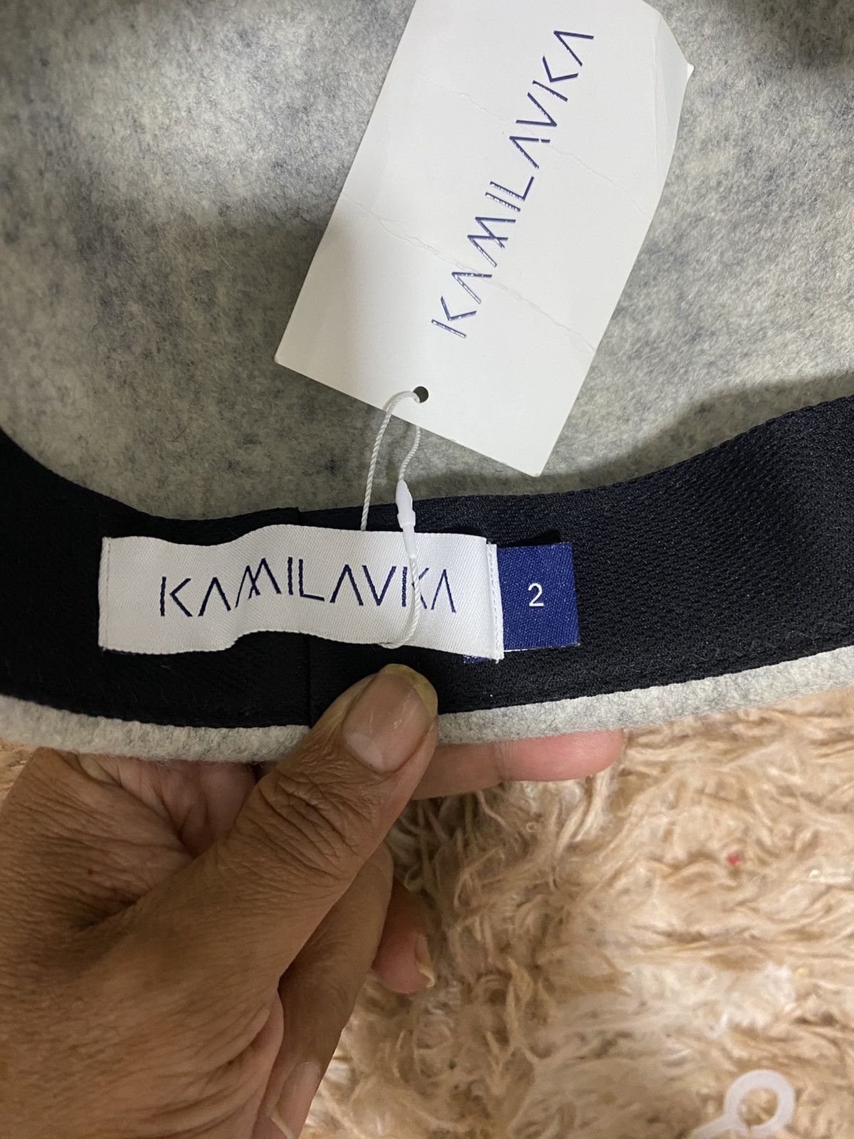 Japanese Brand KAMILAVKA Crumpled Wool Hat – Handmade in Japan – Size ONE SIZE - 6 Thumbnail