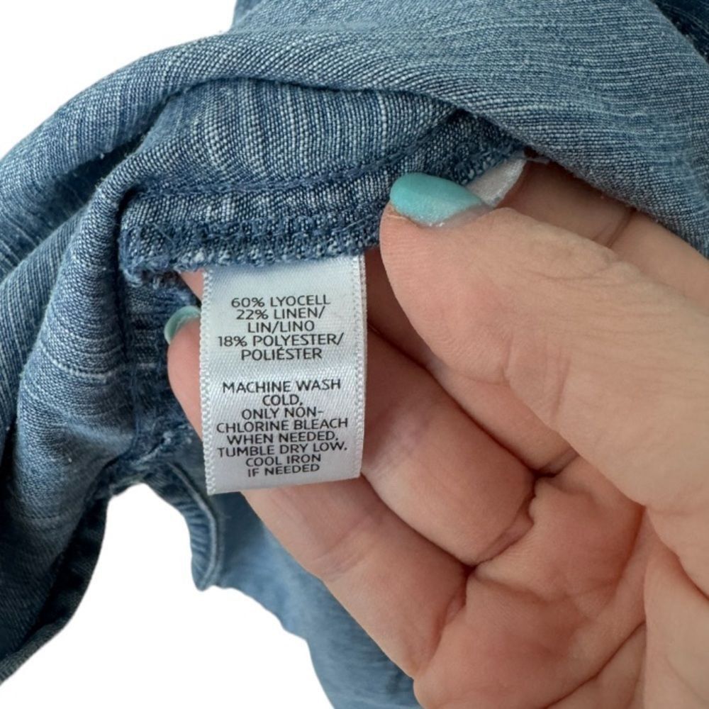 Loft Ann Taylor LOFT Women’s Size M Blue Chambray Denim Button Do Size M / US 6-8 / IT 42-44 - 5 Thumbnail