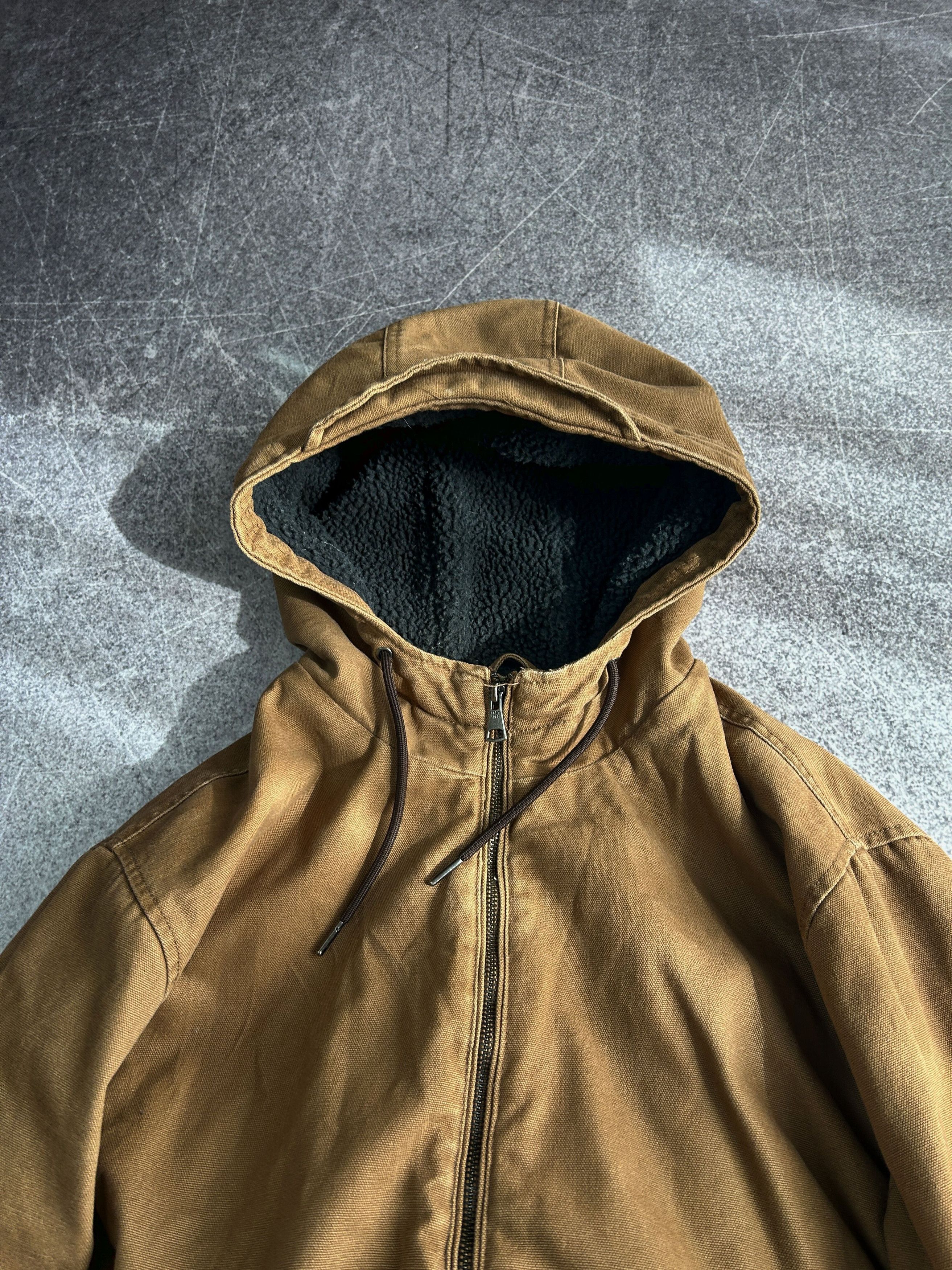 Vintage Canvas Hooded Jacket Workwear Fleece Lined Brown Size US XL / EU 56 / 4 - 6 Thumbnail