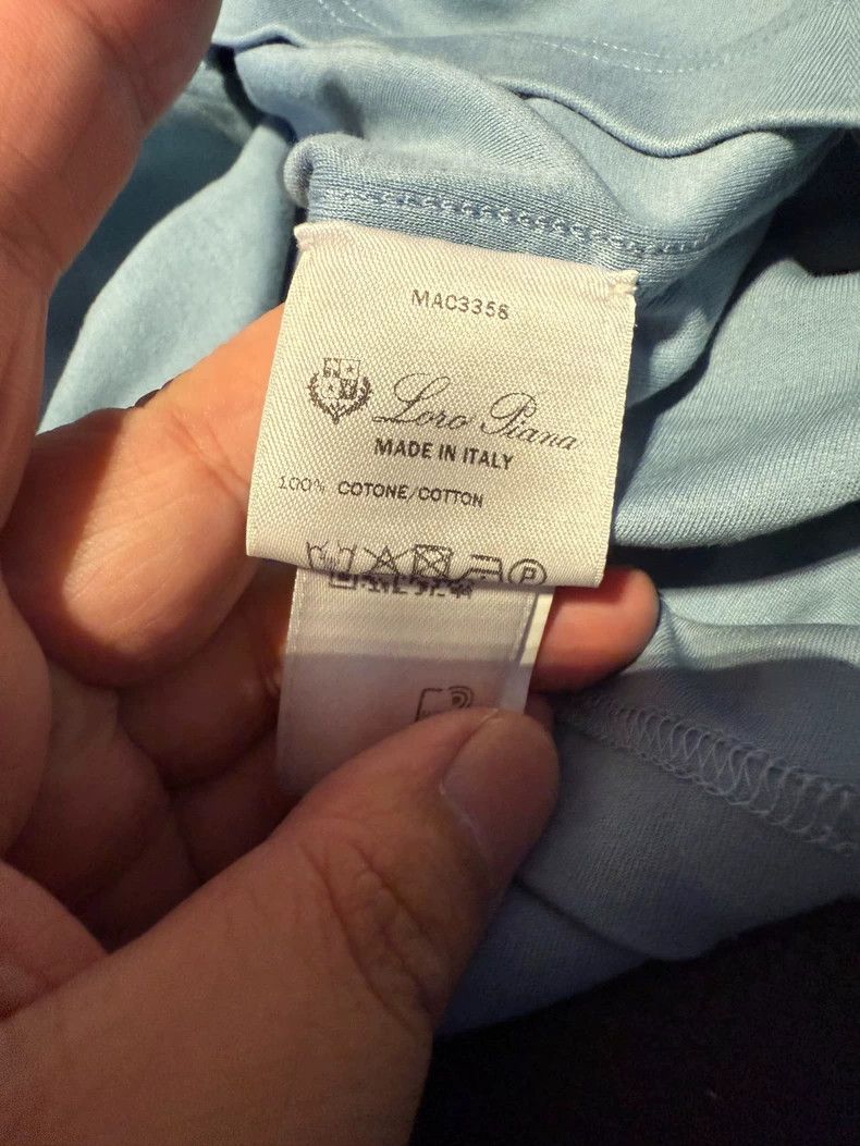 Loro Piana LORO PIANA Blue and gray cotton short-sleeved T-shirt Size US L / EU 52-54 / 3 - 3 Thumbnail