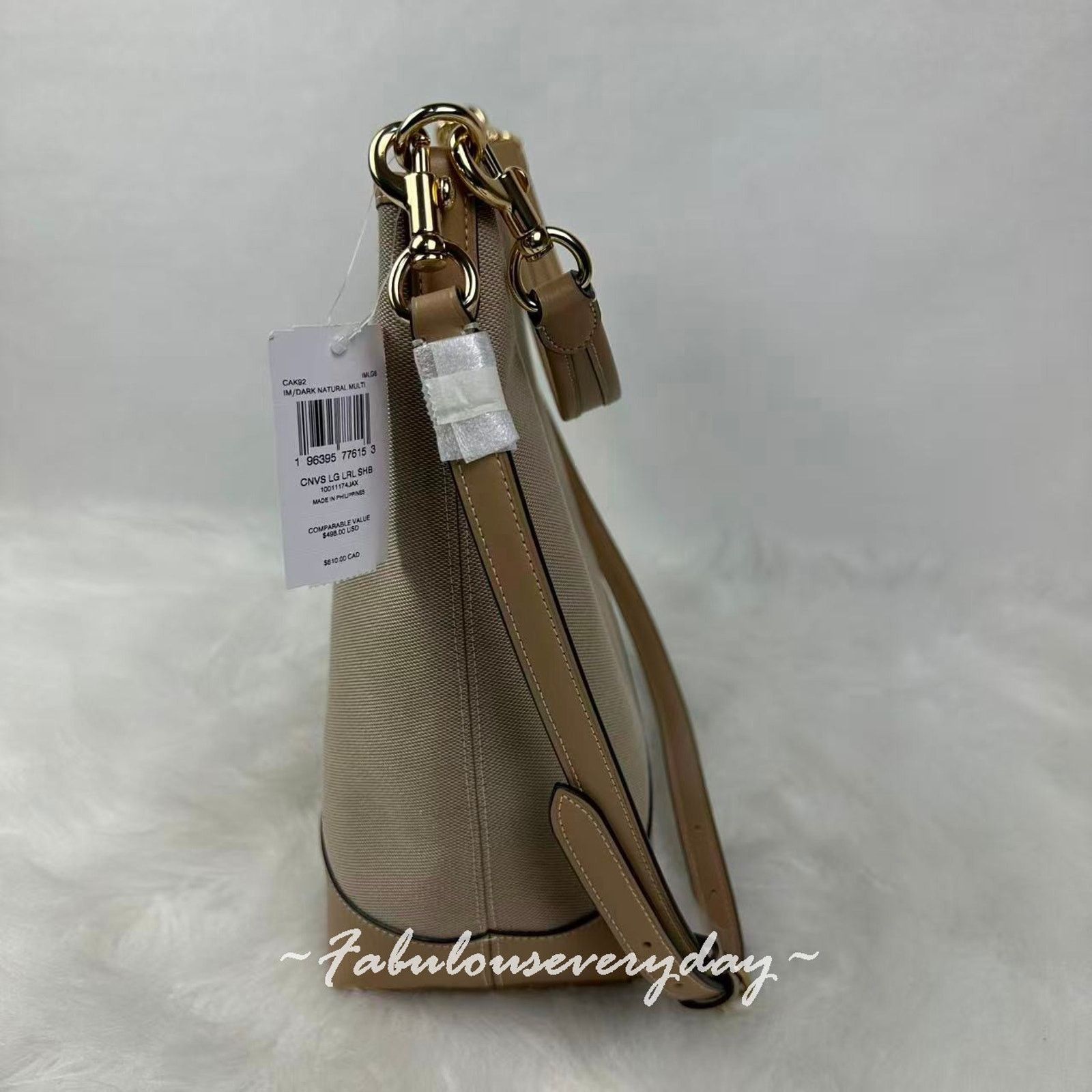 Coach Coach Laurel Large Shoulder HorseCarriage CAK92 Dark Natural Size ONE SIZE - 4 Thumbnail