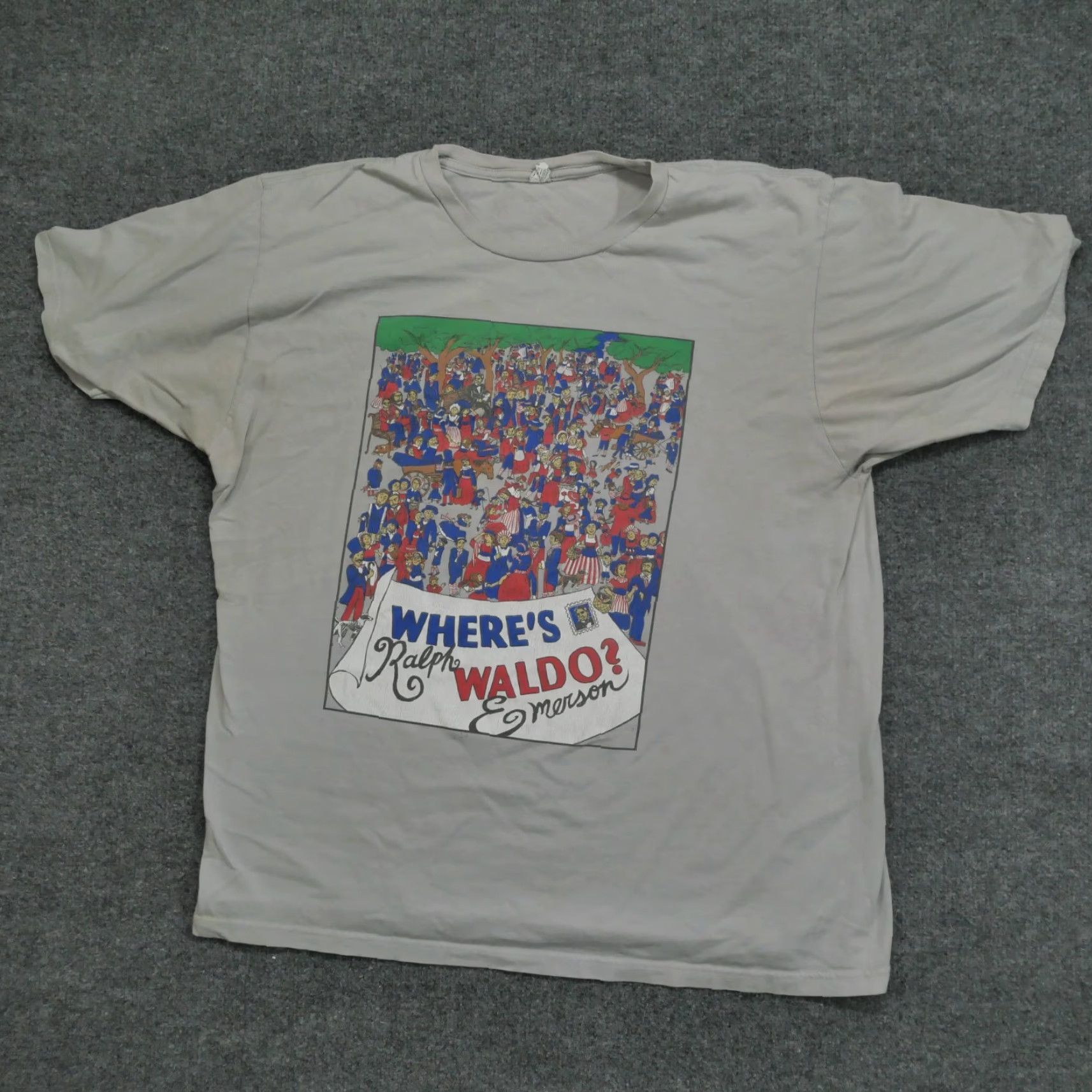 Vintage Ralph Waldo Emerson T Shirt Mens XL Grey Wheres Waldo Adult Philosophy Shirt Mens XL Grey Size US XL / EU 56 / 4 - 2 Thumbnail