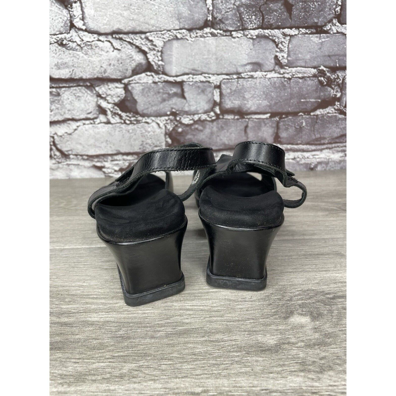 Mephisto Mephisto Black Leather Ankle Strap Causal Wedge Sandals Wome Size US 9.5 / IT 39.5 - 4 Thumbnail