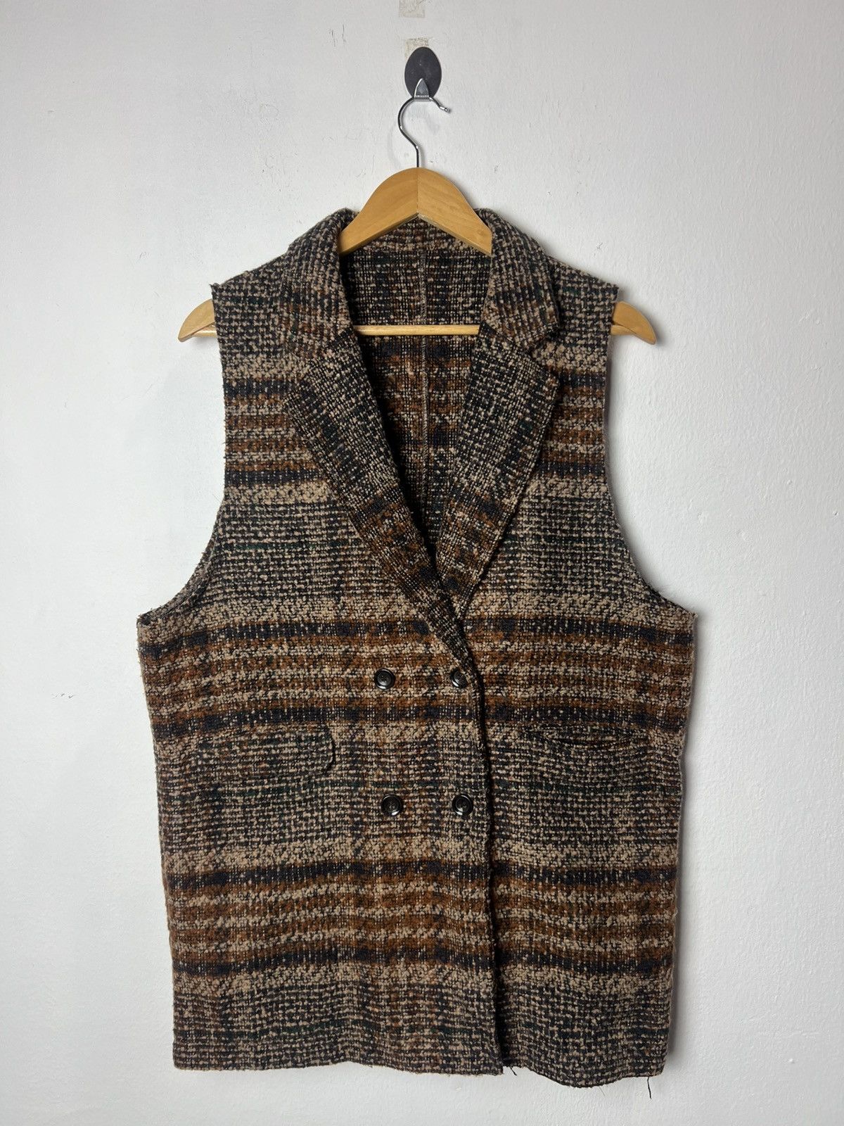 Vintage Vintage Liroluce Tweed Houndstooth Plaid Pattern Vest Size US L / EU 52-54 / 3 - 1 Thumbnail