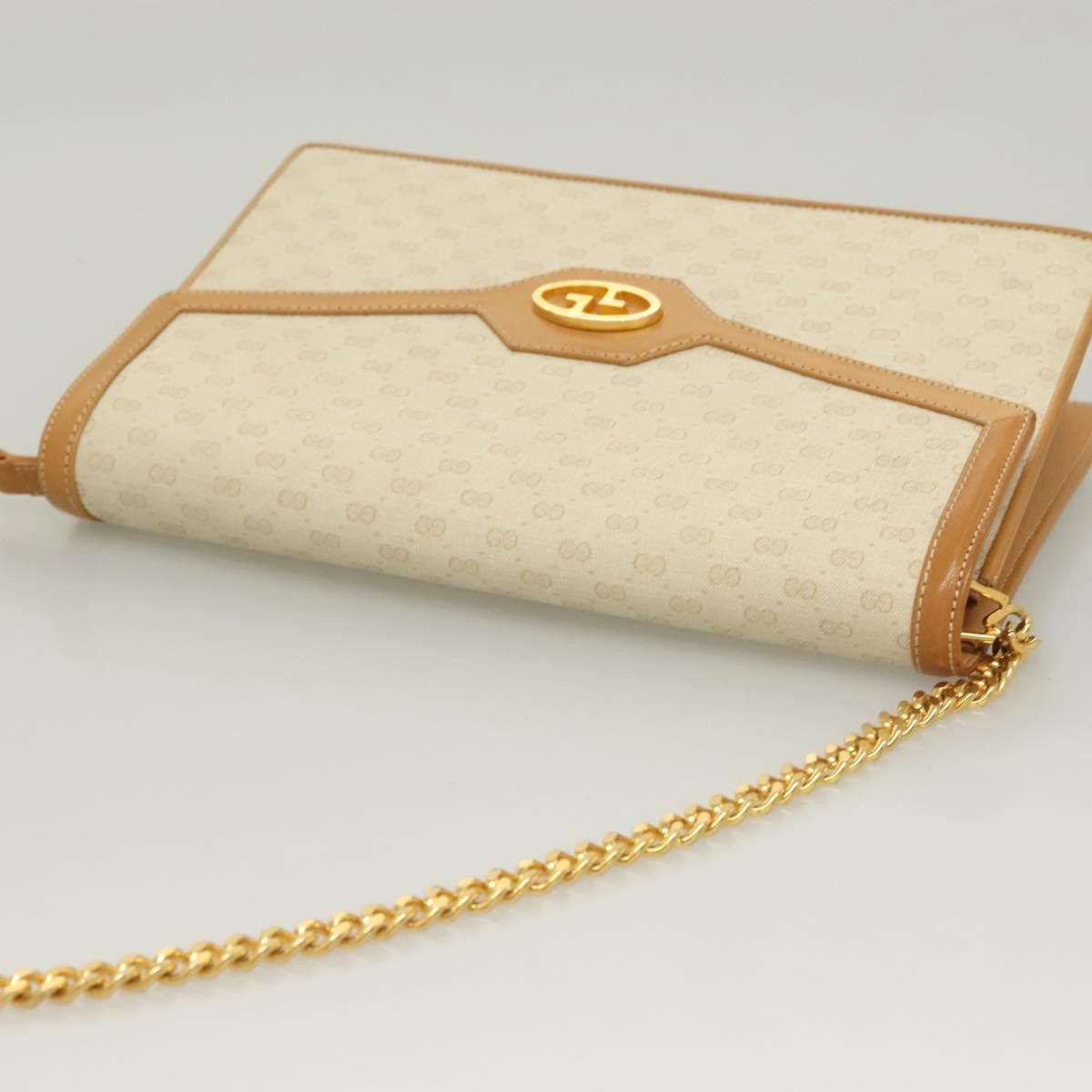 Gucci GUCCI Micro GG Supreme Chain Shoulder Bag Pvc White Gold Size ONE SIZE - 6 Thumbnail